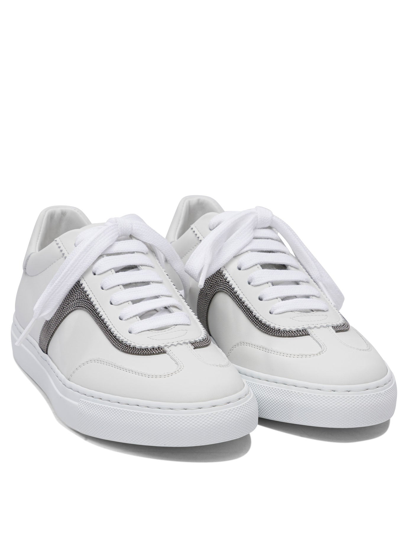 Brunello Cucinelli Leather Sneaker With Precious Detail - 2