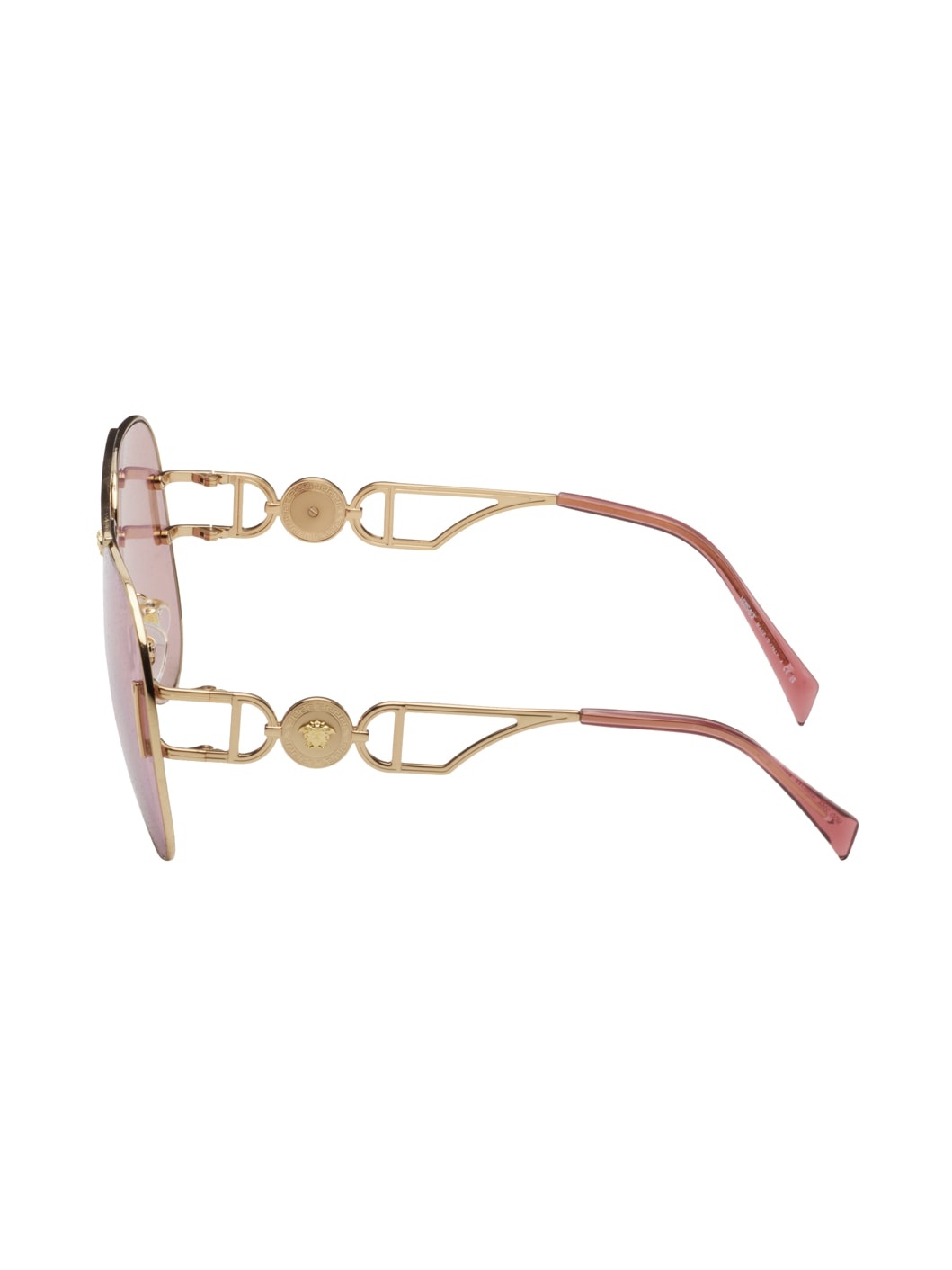 Gold & Pink Medusa Biggie Pilot Sunglasses - 3