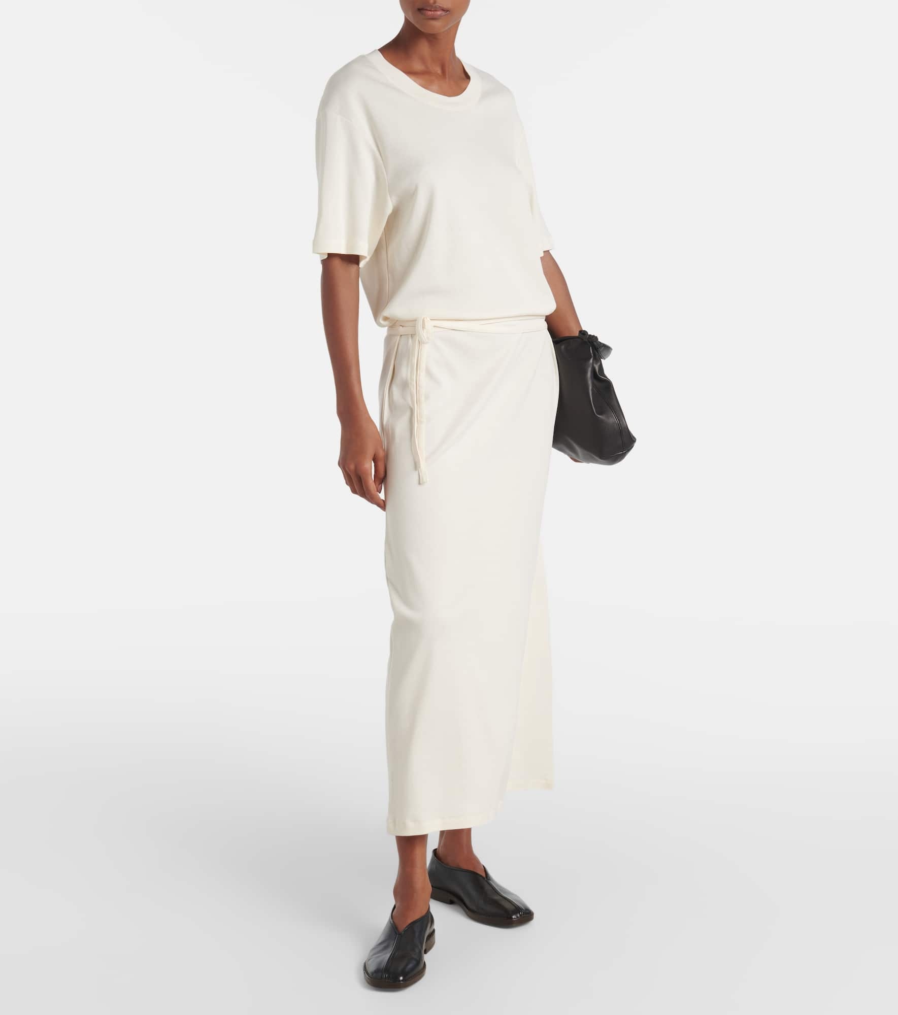 Belted cotton jersey midi dress - 2