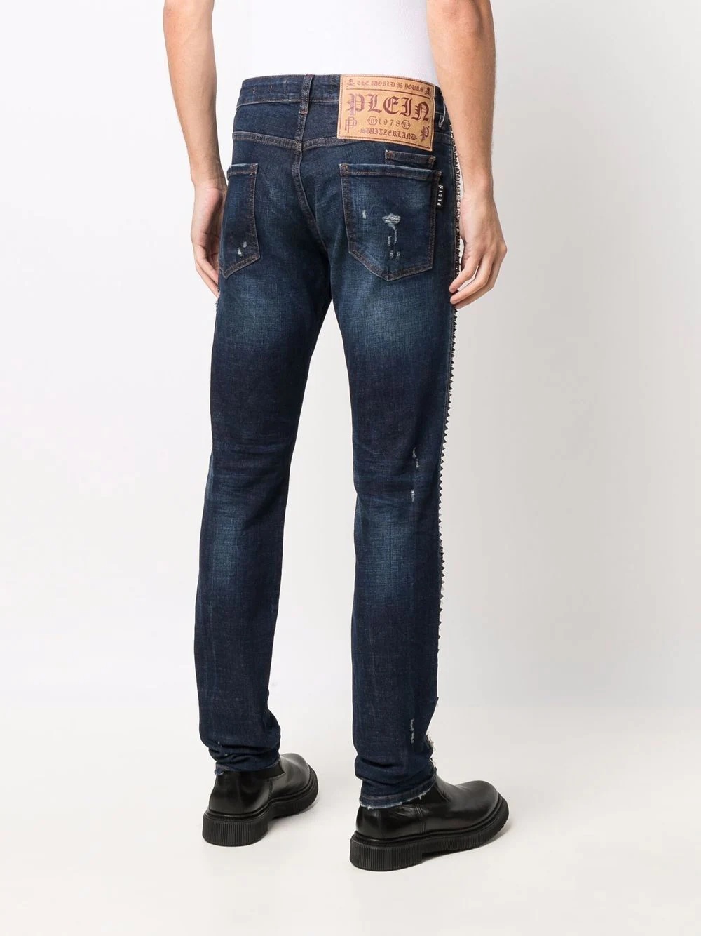 distressed straight-leg jeans - 4