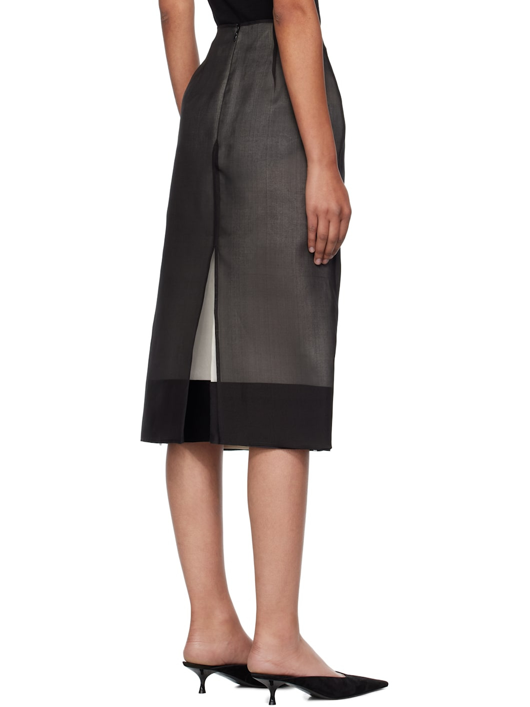 Black Lucienne Midi Skirt - 3