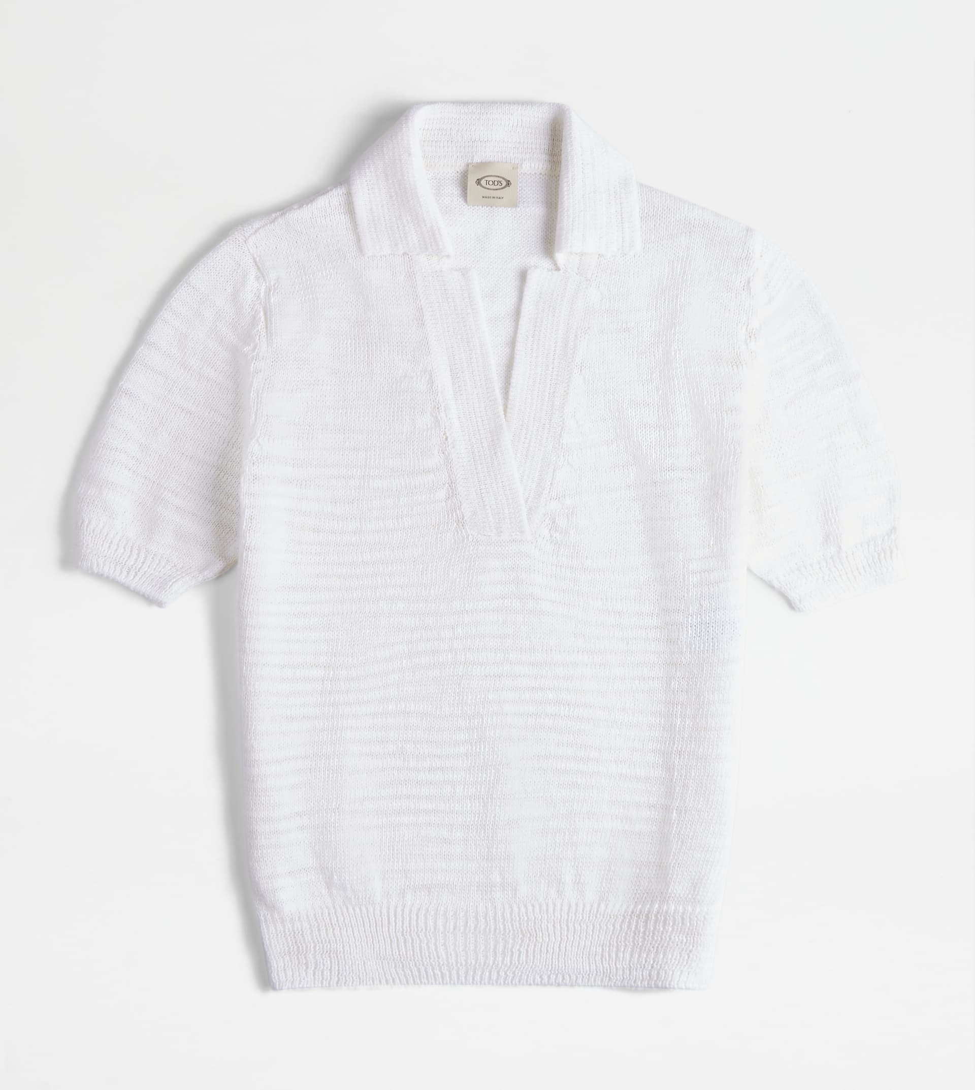 SHORT-SLEEVED POLO SHIRT IN KNIT - WHITE - 1