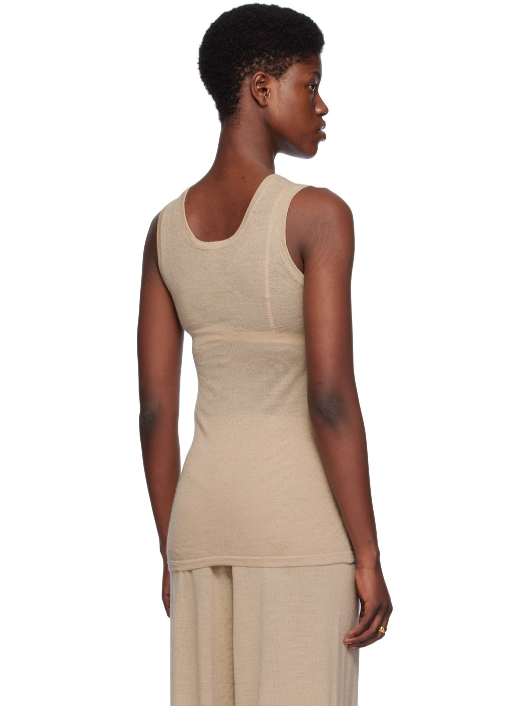 Beige Super Fine Tank Top - 3