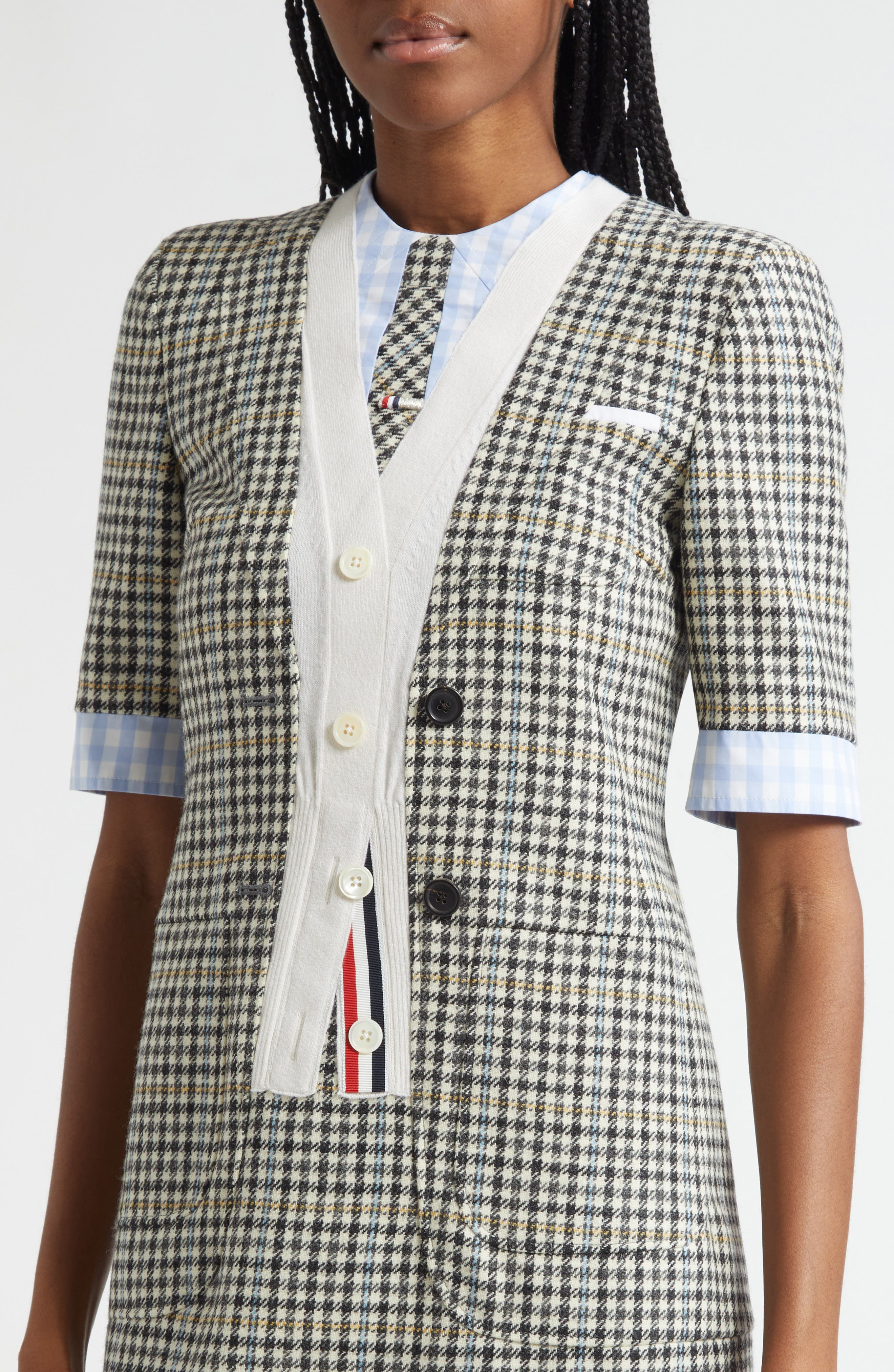Thom Browne Trompe l'Oeil Mixed Media Shift Dress in Black/White at Nordstrom - 4
