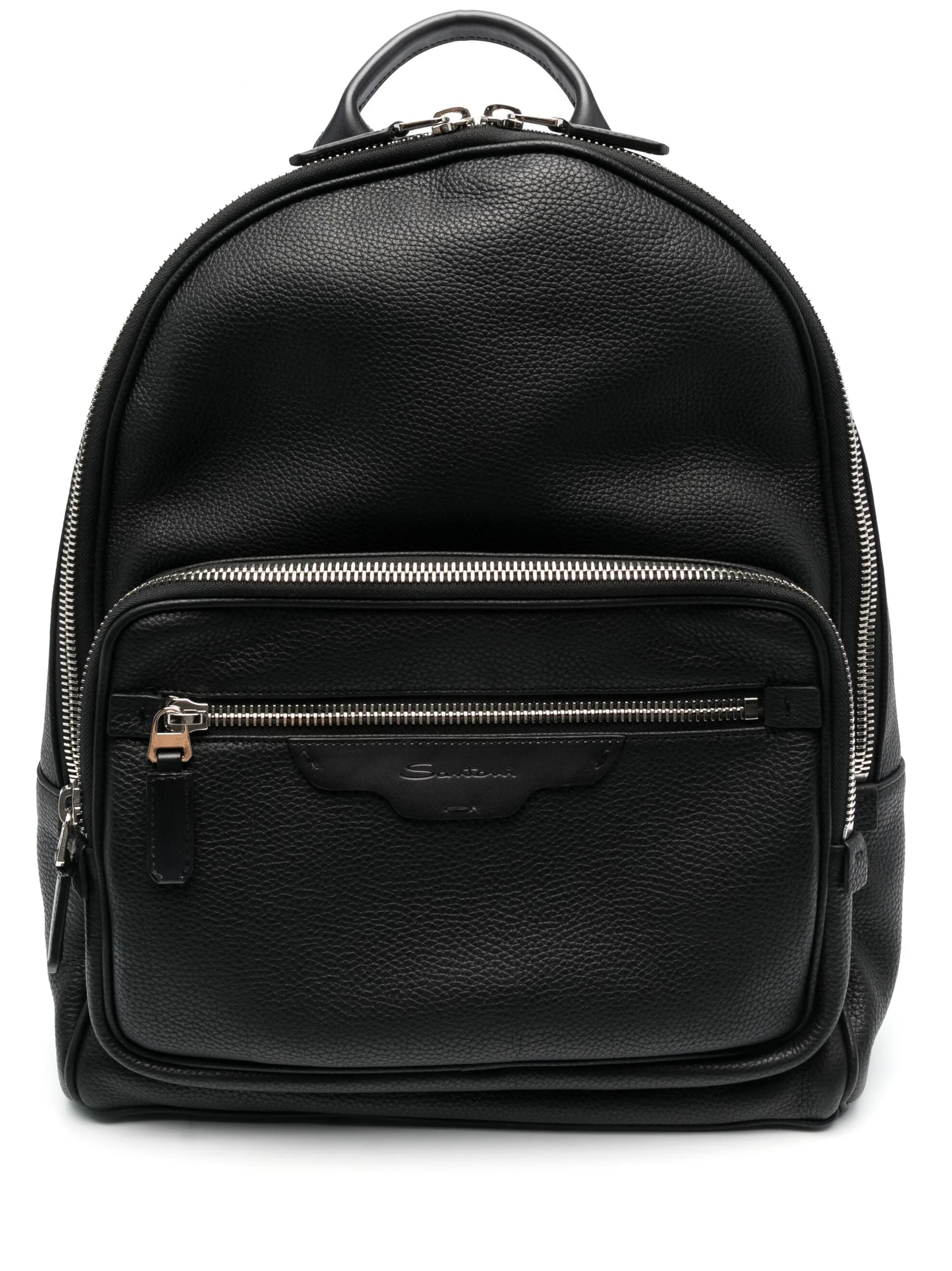Santoni Grained-texture Leather Backpack - 1