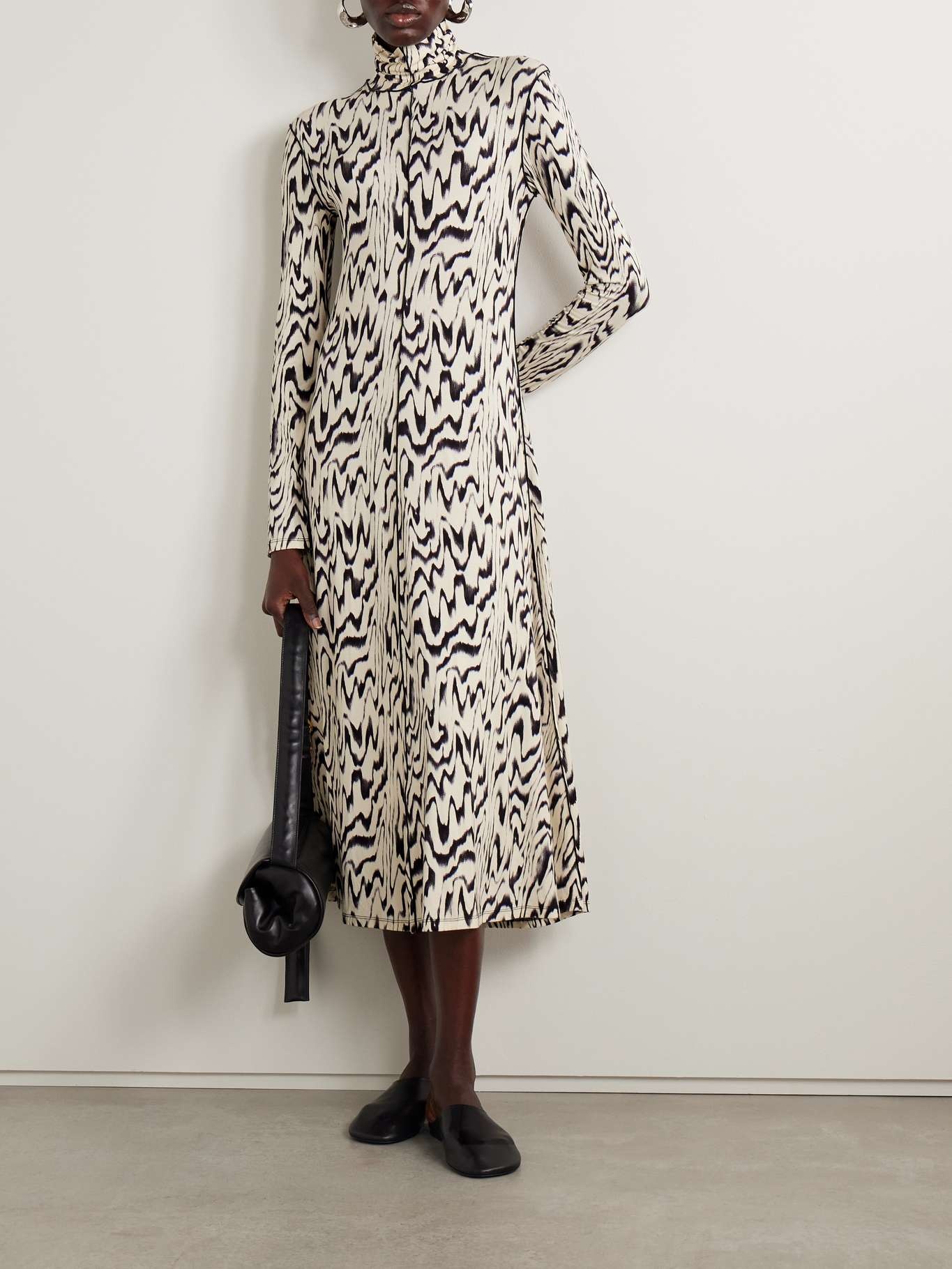 Marion printed jersey turtleneck midi dress - 2