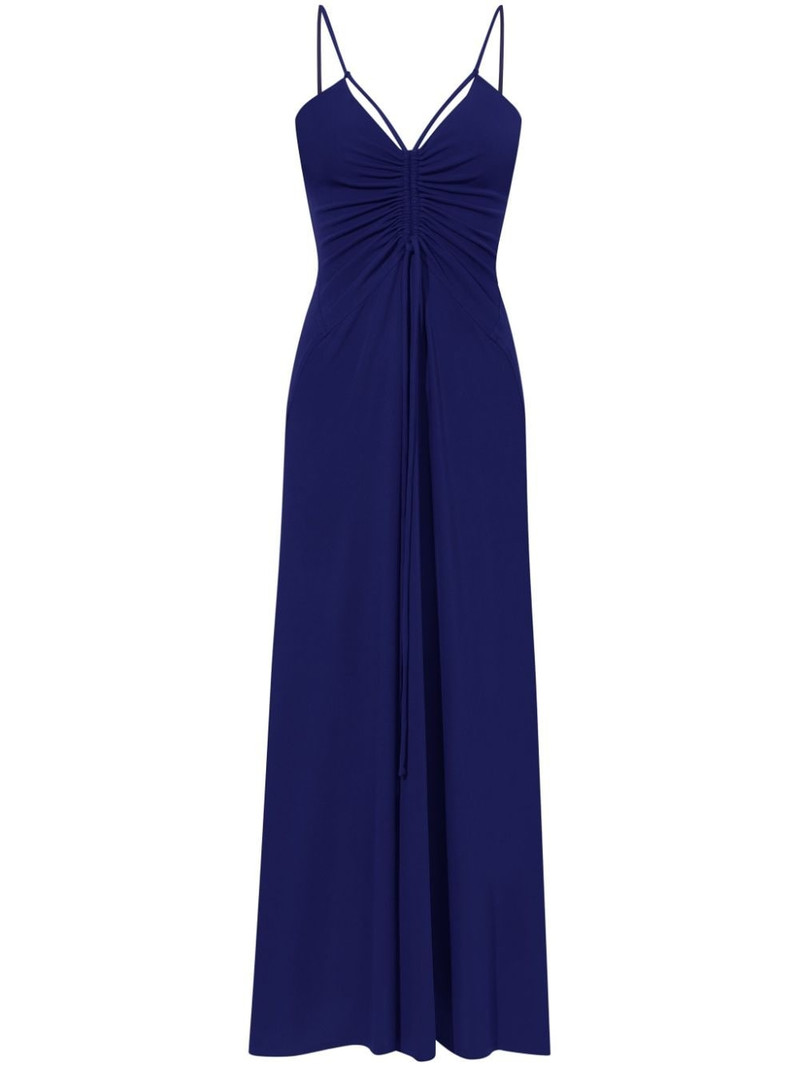 gathered-neckline sleeveless long dress 1