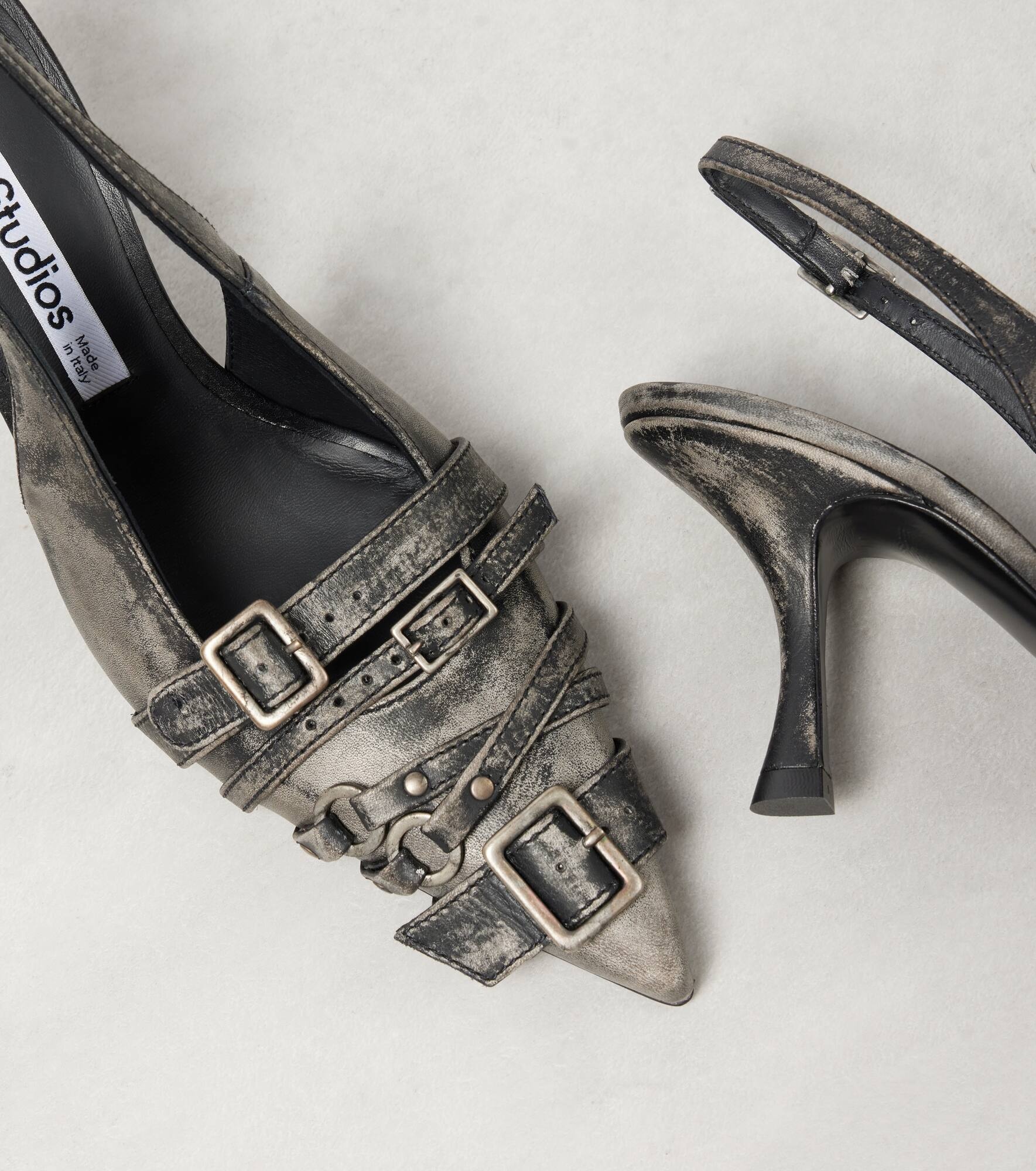 Buckle-detail leather slingback pumps - 5