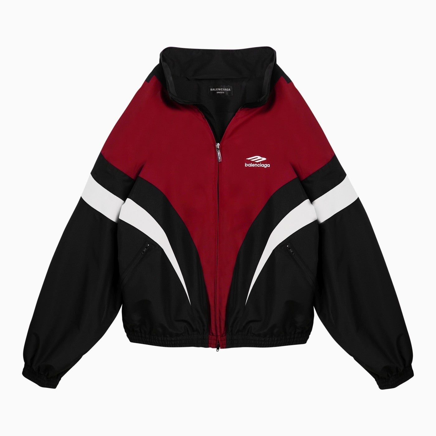 Balenciaga Off Shoulder Tracksuit 3 B Sports Icon Black/Red/White Jacket - 1