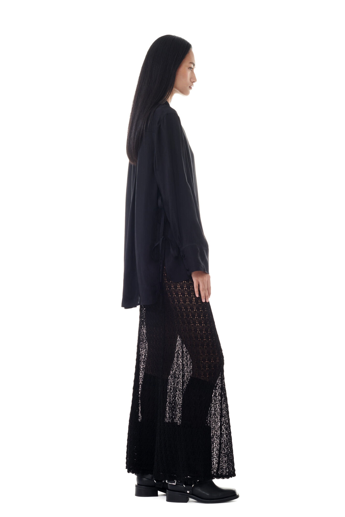 BLACK VISCOSE HABOTAI OVERSIZED SHIRT - 2