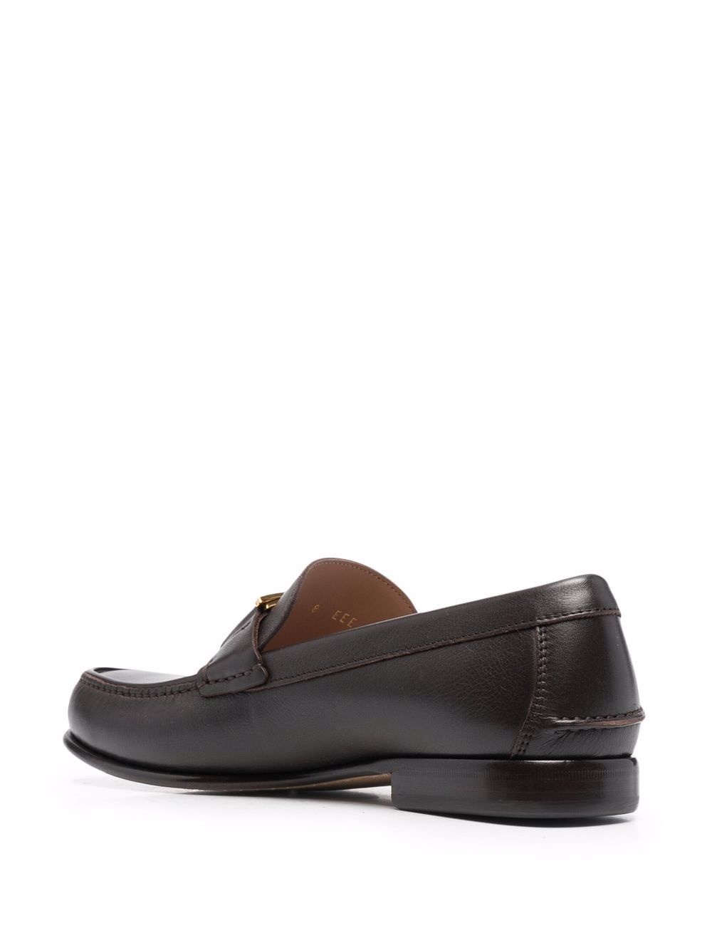 logo plaque leather loafers - 3