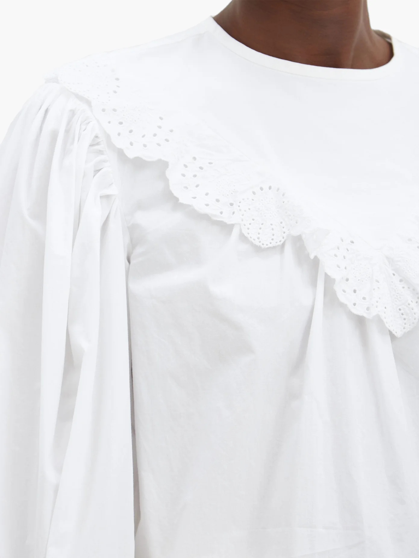 Ounissa broderie anglaise cotton-poplin blouse - 3