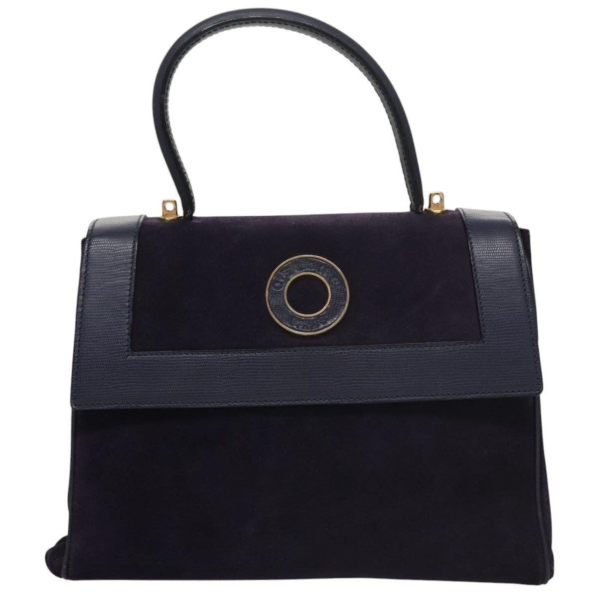 CELINE Hand Bag Suede Leather Purple Gold - 13