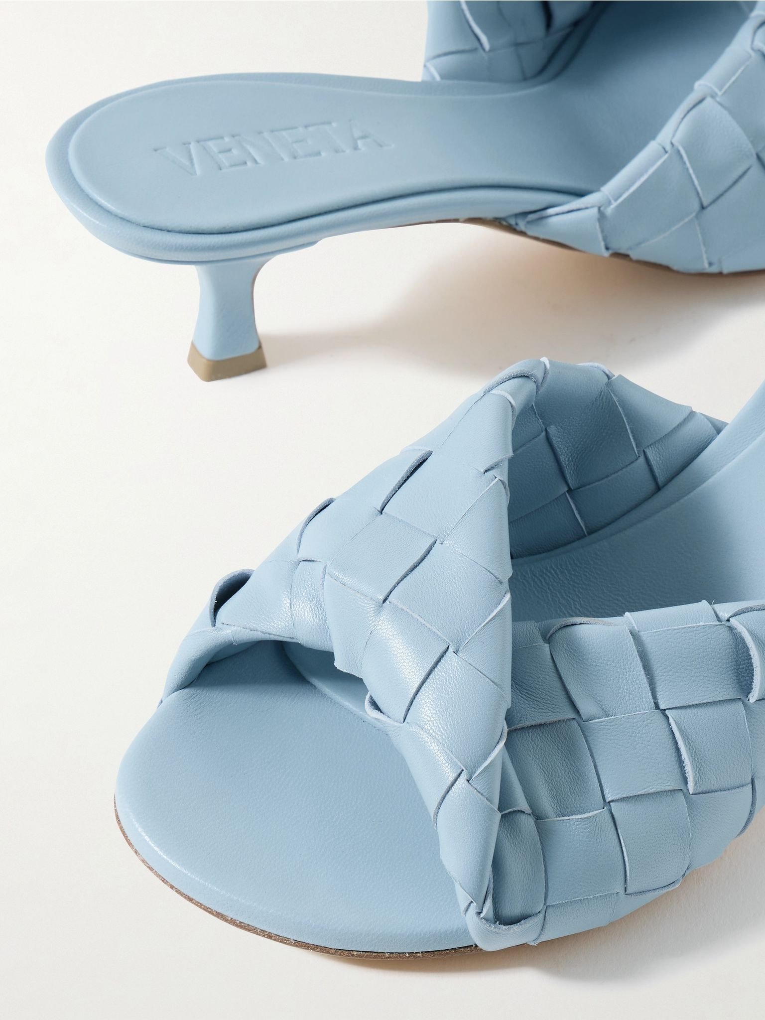 Blink twisted intrecciato leather mules Light blue - 4