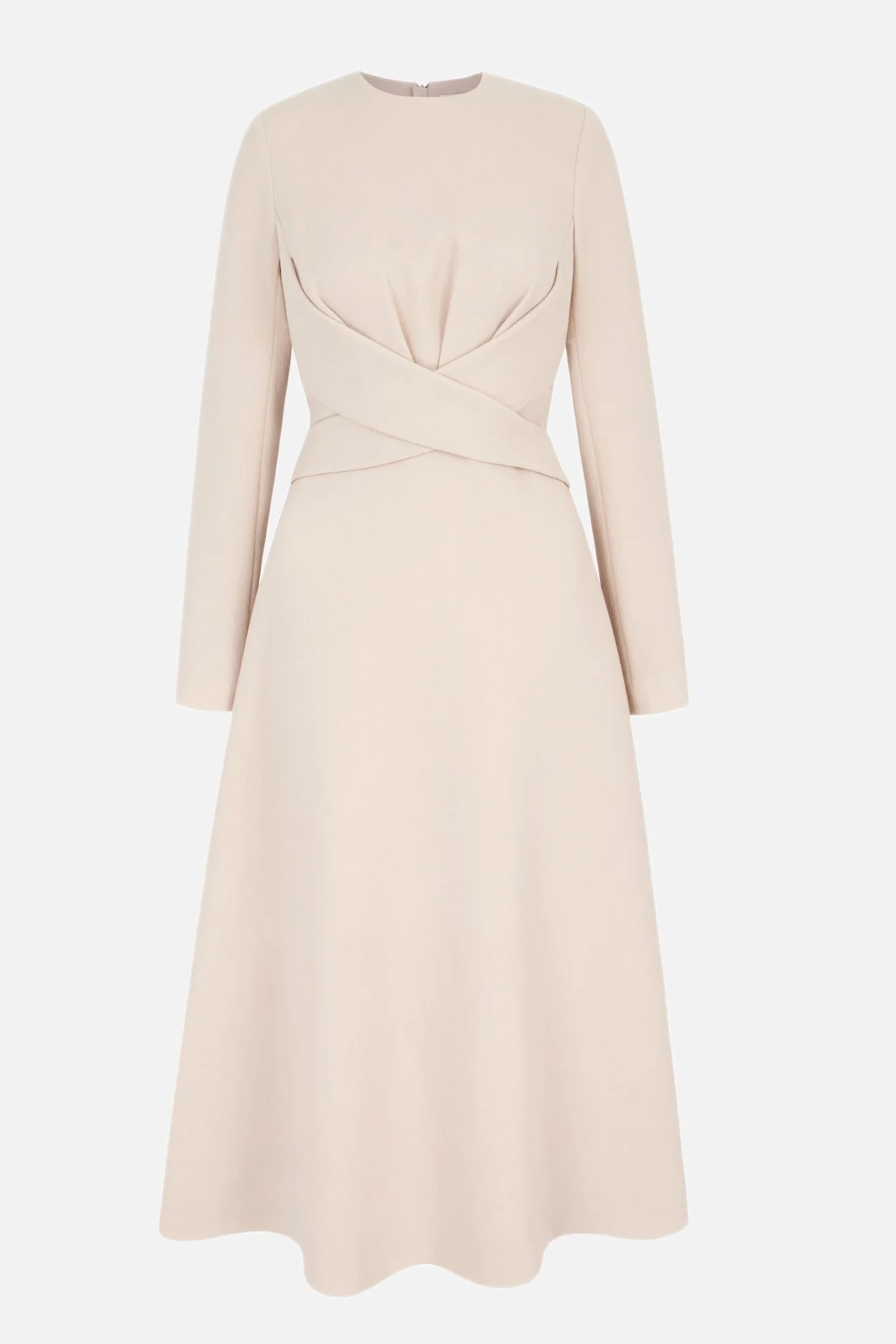 Elta Dress In Bone Single Wool Crepe - 1
