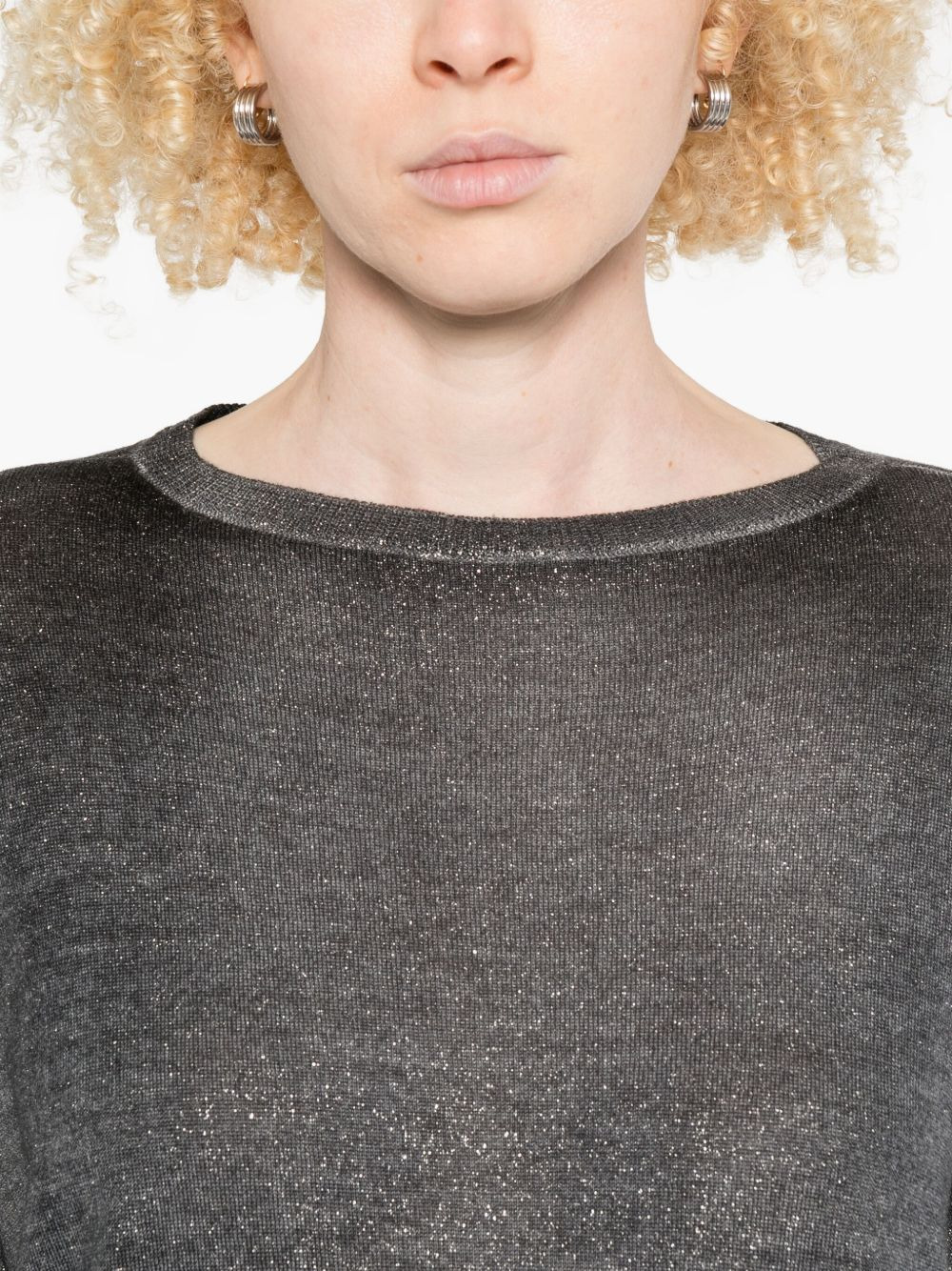 glitter-detailed round-neck sweater - 5
