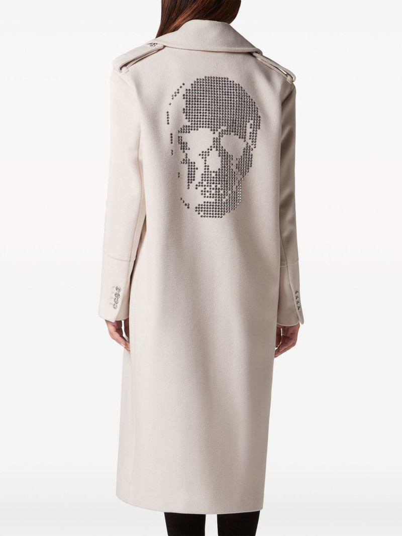 Skull crystal-embellished double-breasted coat 4