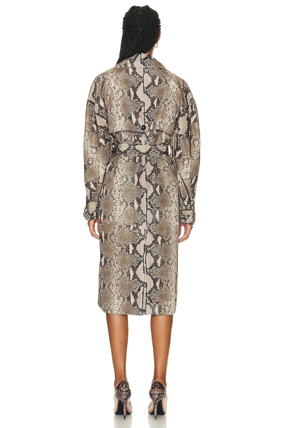 Stella McCartney Python Print Belted Trench Coat | REVERSIBLE
