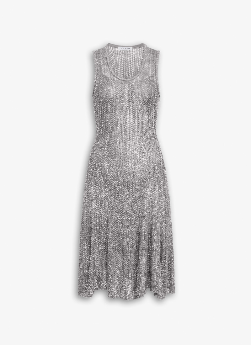 SEQUIN KNIT SKATER DRESS - 1