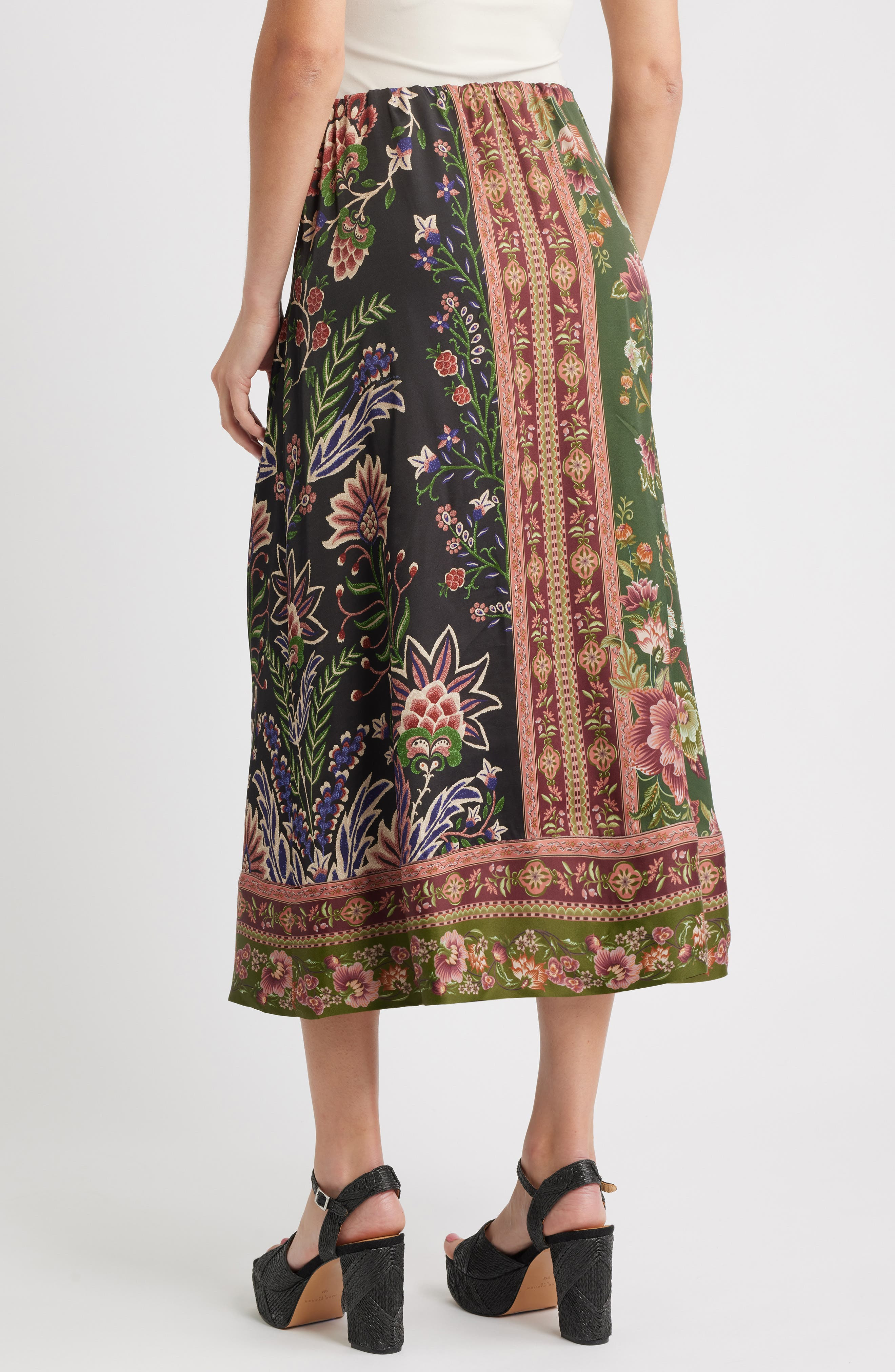 FARM Rio Winter Garden Mix Print Tie Front Midi Skirt in Multi at Nordstrom - 2
