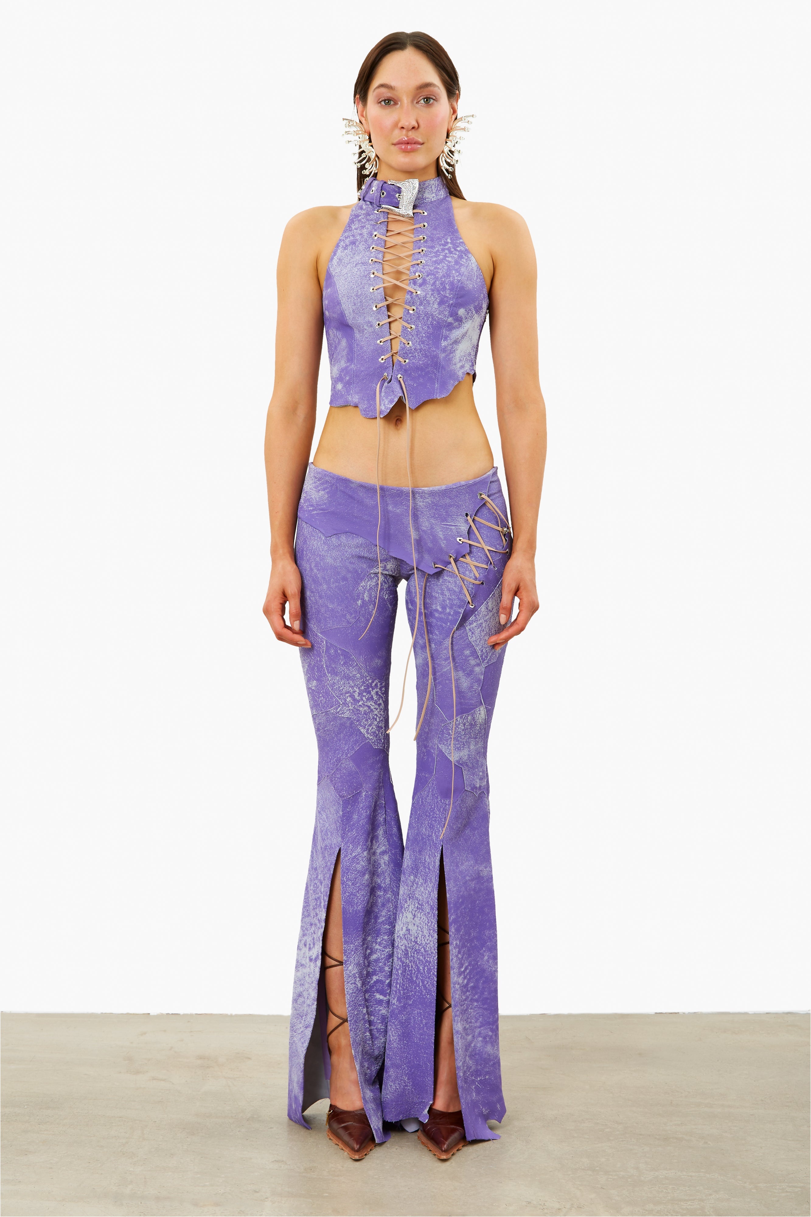 TATJANA LEATHER TROUSERS POISON - 2