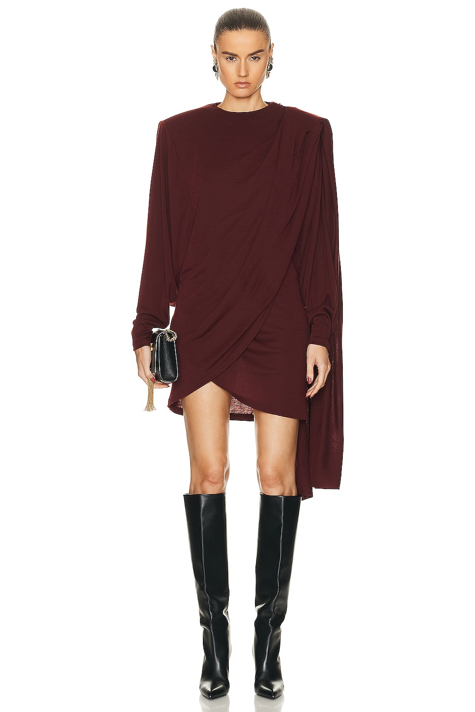 Long Sleeve Draped Dress - 1