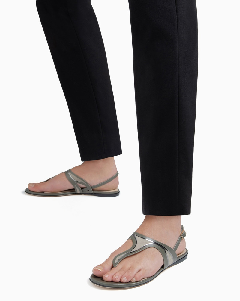 LEATHER AND SUEDE FLAT THONG SANDALS 7