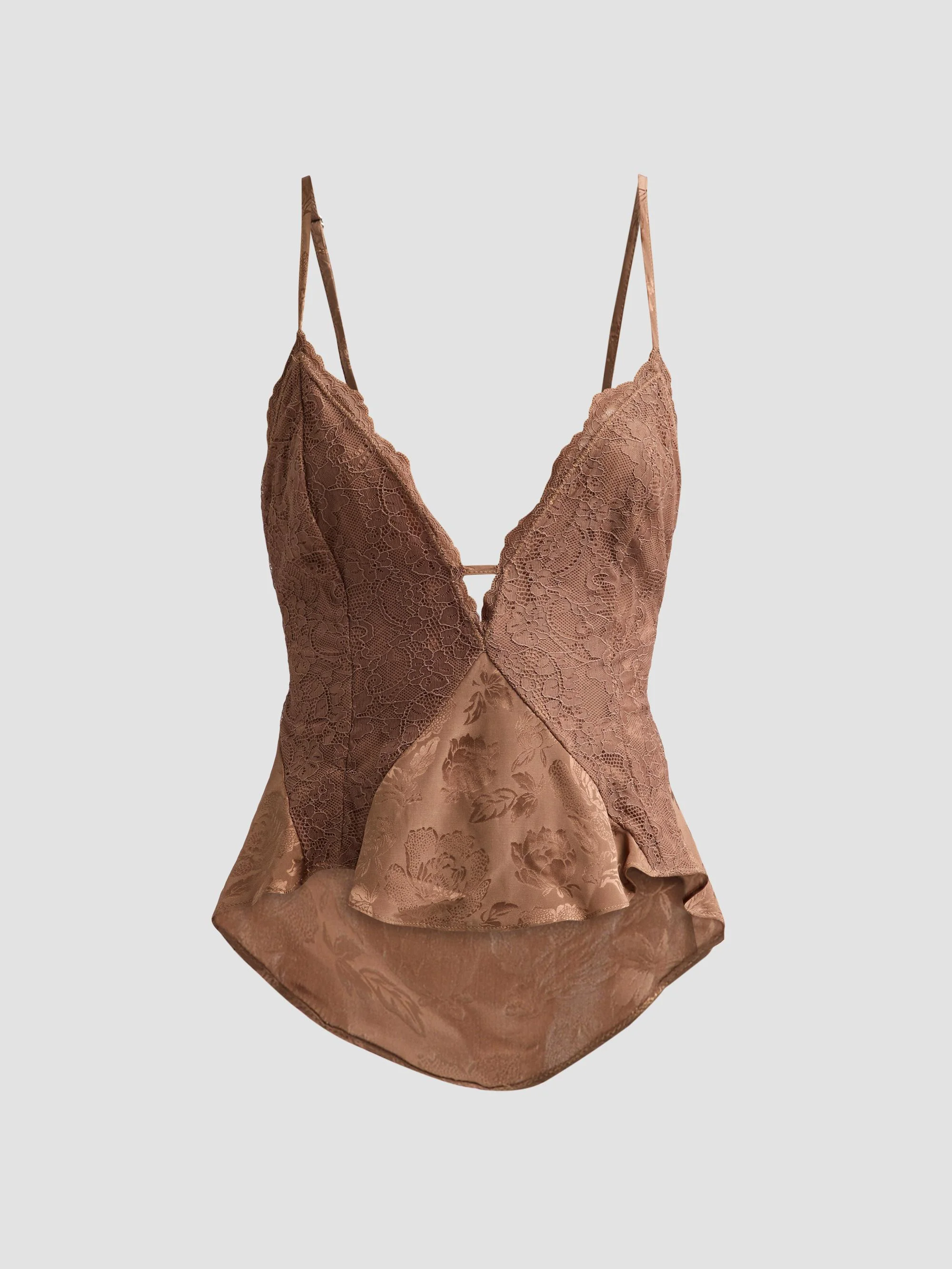 Women's Danielle Floral Lace Silk-Blend Tank - Brown - 1