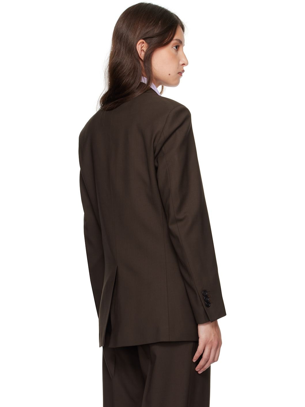 Brown Single Breasted Blazer - 3