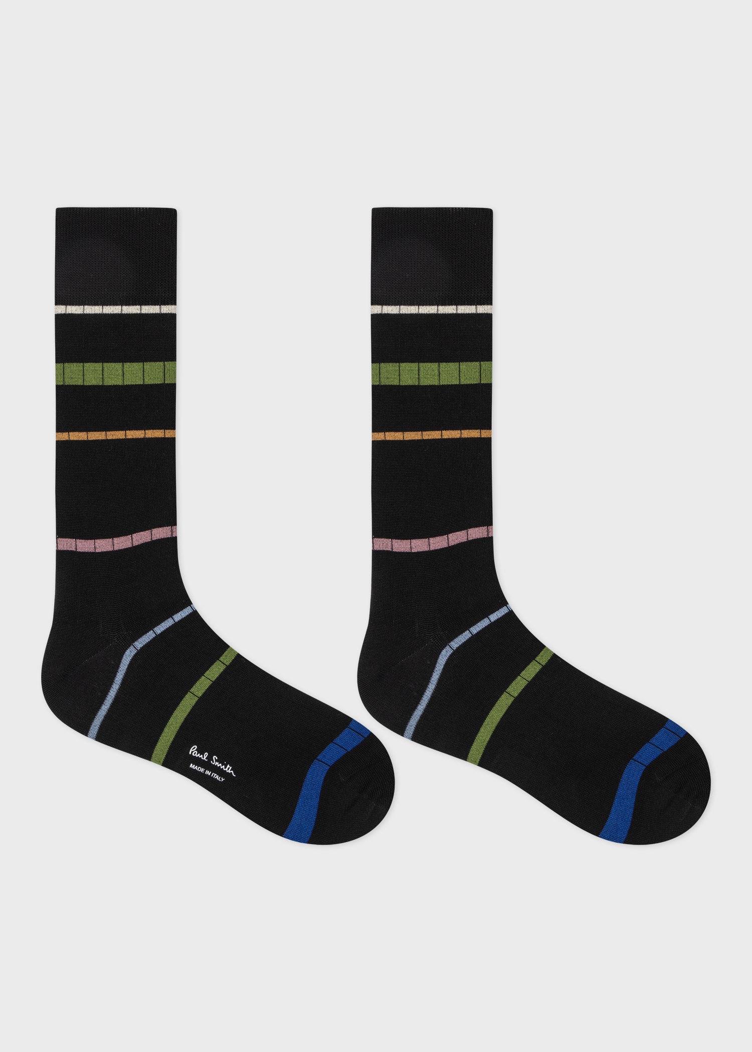 Black Spaced Stripe Ribbed Socks 2