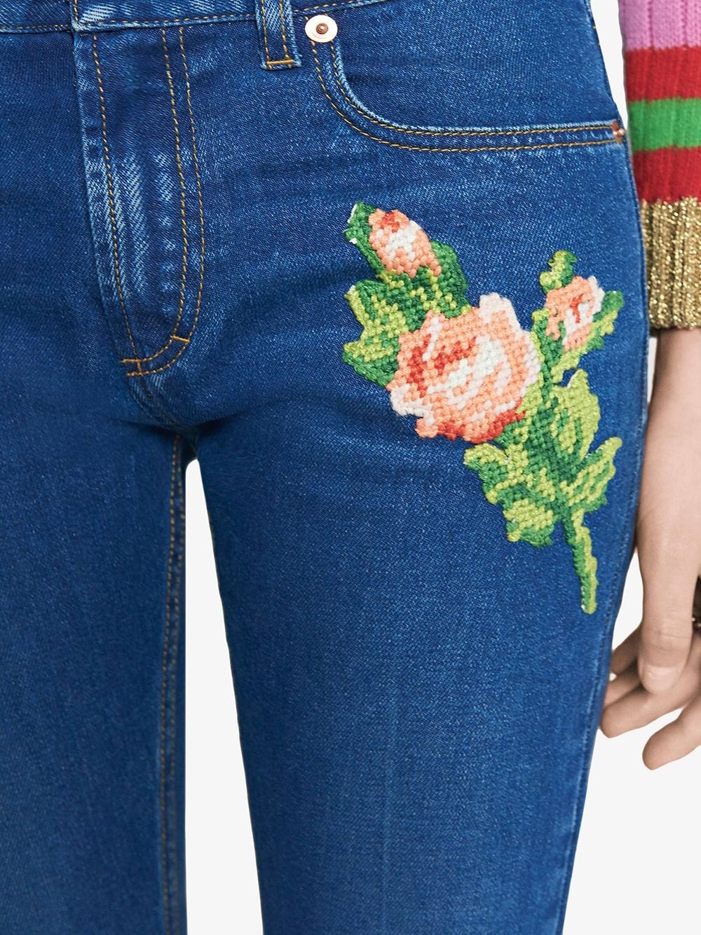 embroidered jeans - 5