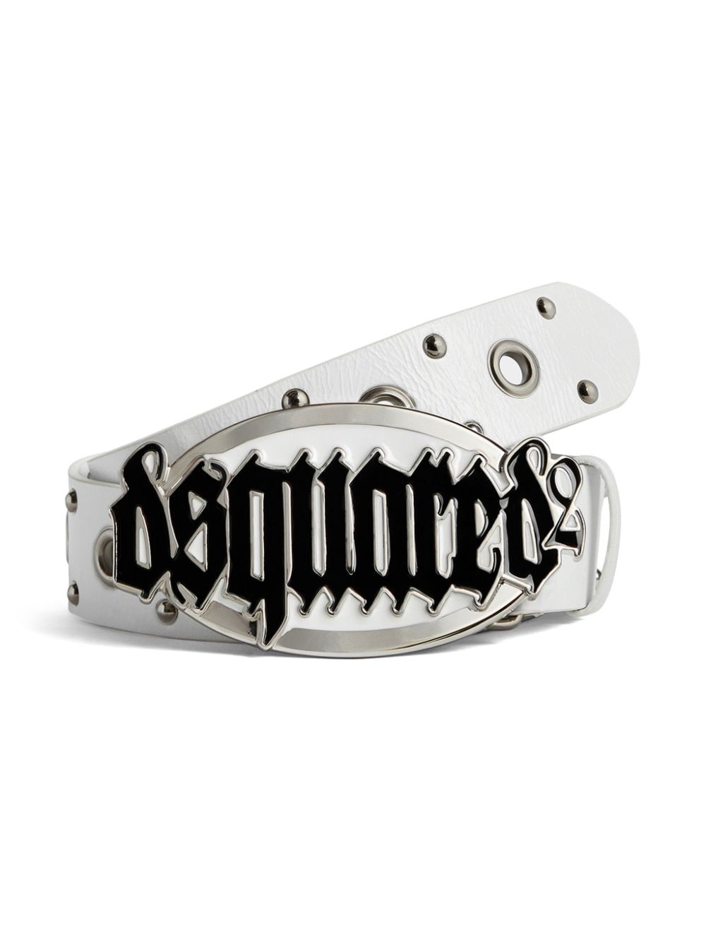 logo-buckle leather belt - 4