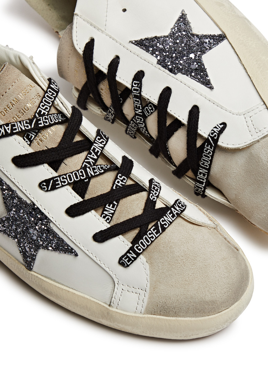 Superstar glittered leather sneakers - 3