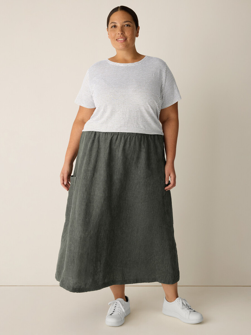 Washed Organic Linen Délavé Cargo Skirt 6