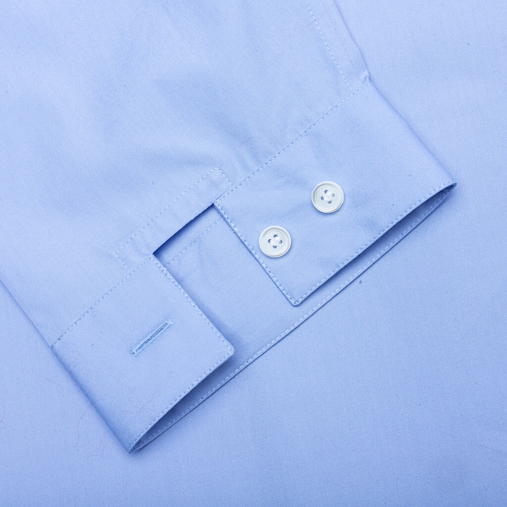 LIGHT BLUE ORGANIC POPLIN SHIRT WITH PEEPING LOGO - IRIS/BLUE - 3