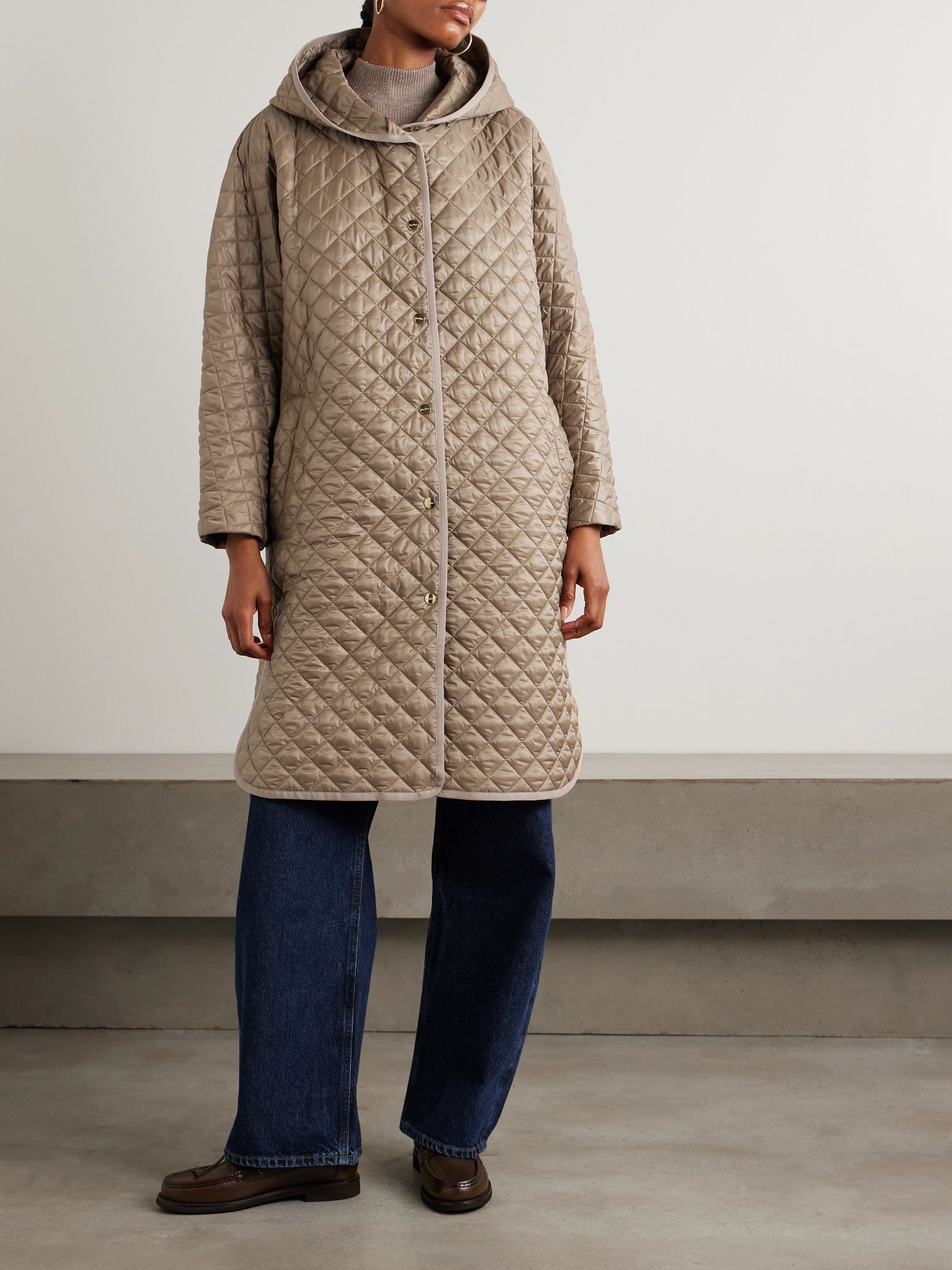 The Cube Joan hooded quilted shell coat Light brown - 3