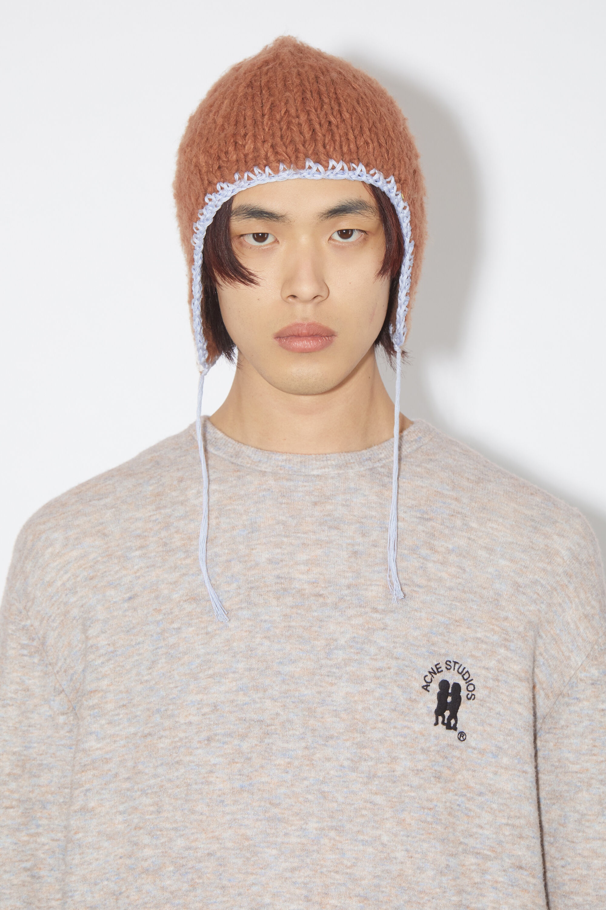 Embroidered logo jumper - Light Grey/Brown Melange - 5