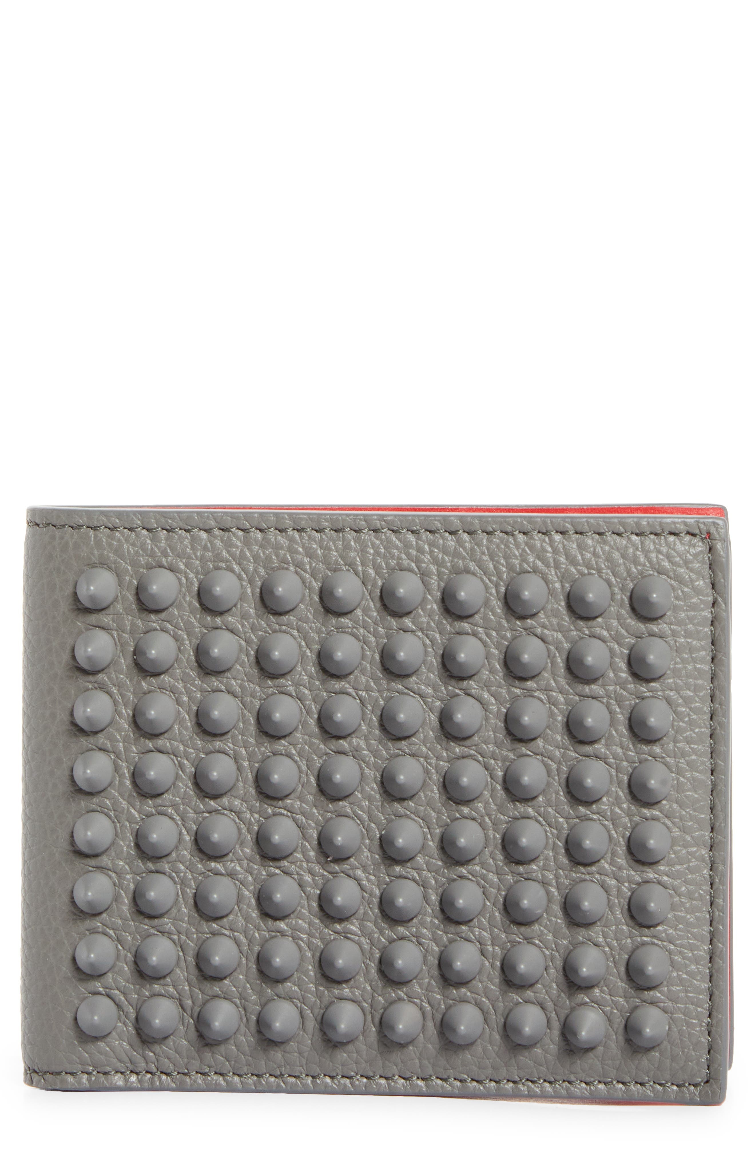 Christian Louboutin Funky Studded Leather Bifold Wallet in Smoke Grey at Nordstrom - 1