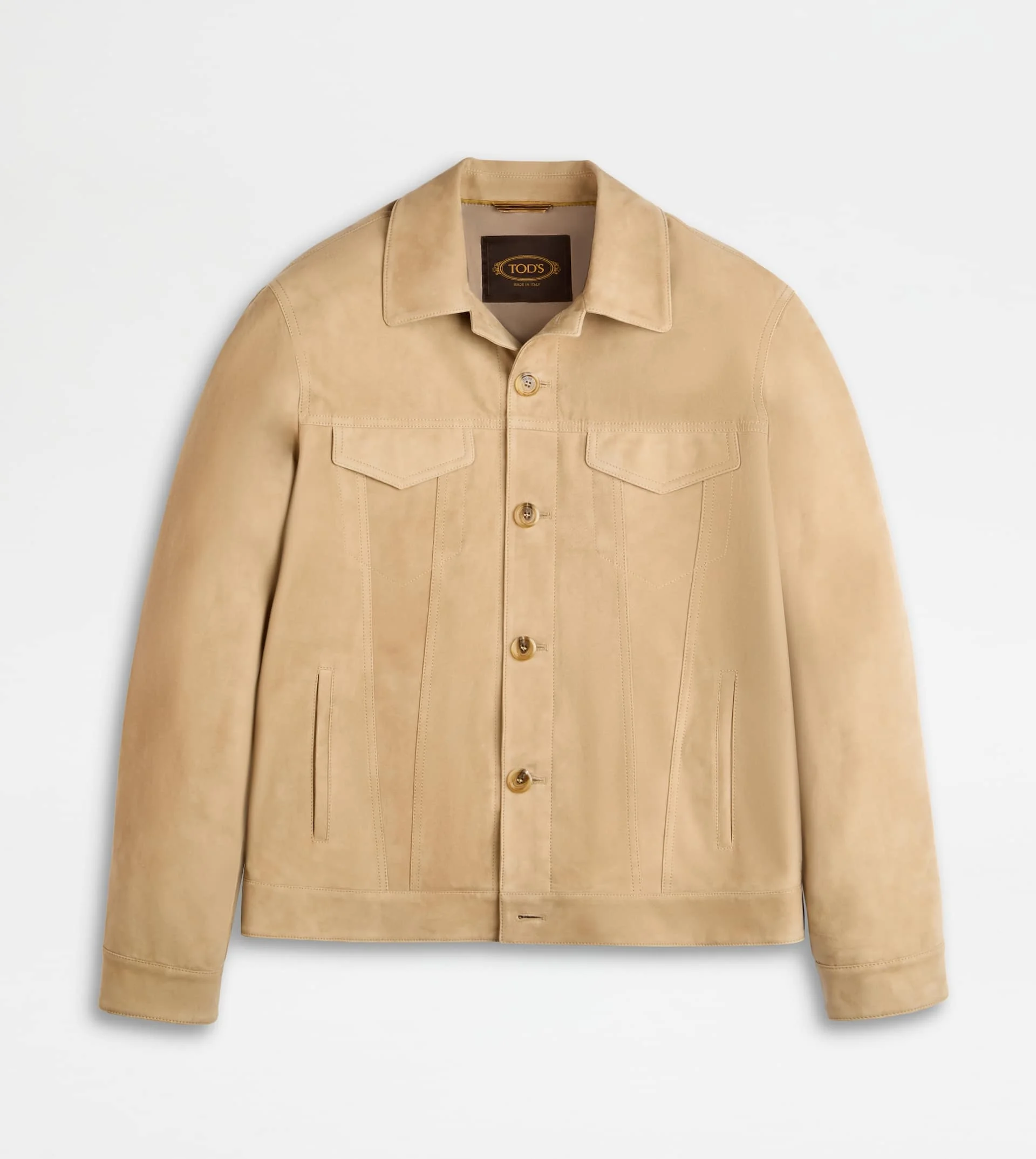 PASHMY TRUCKER JACKET IN SUEDE - BEIGE - 1