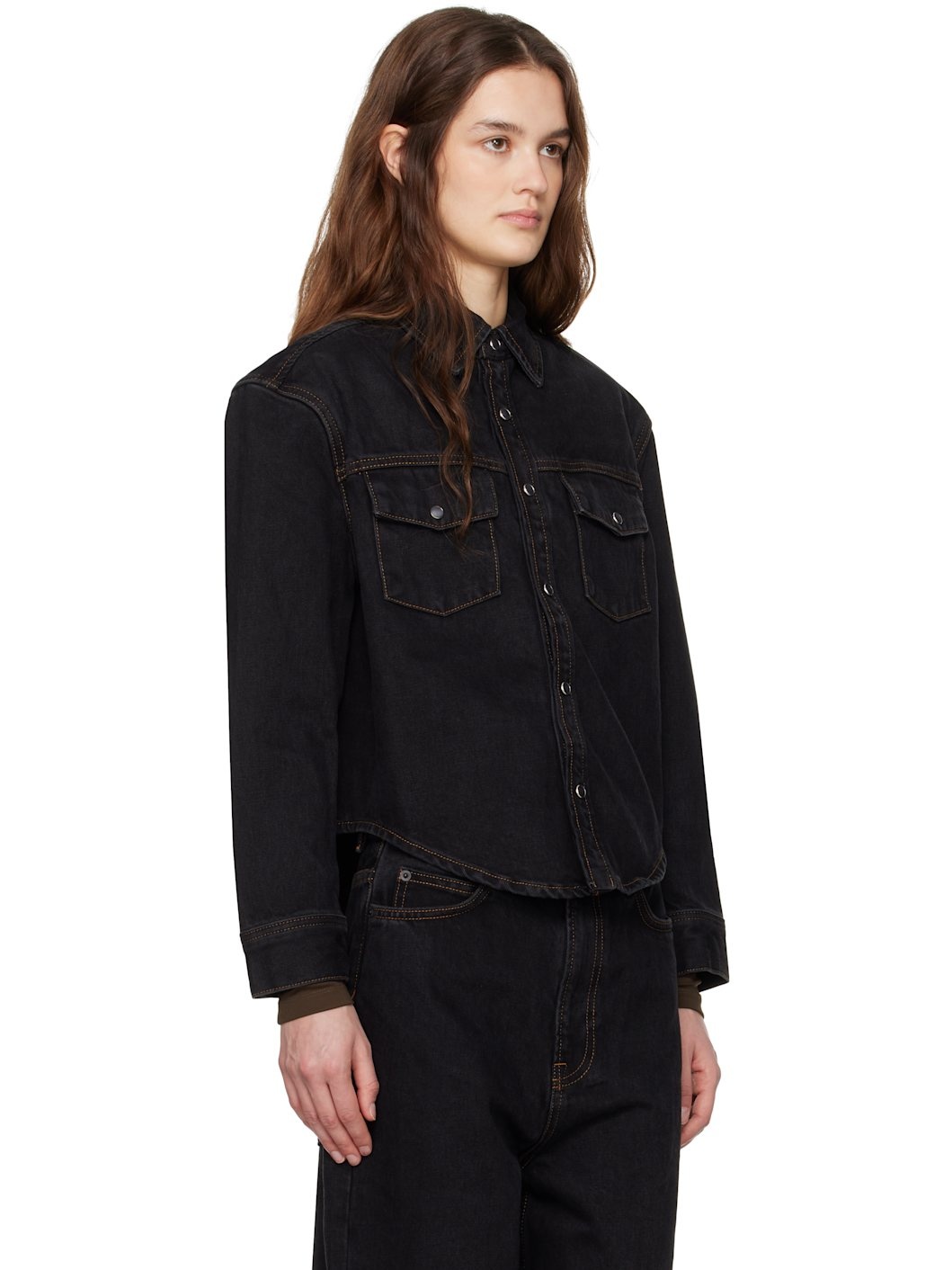 Black Denim Shirt Jacket - 2