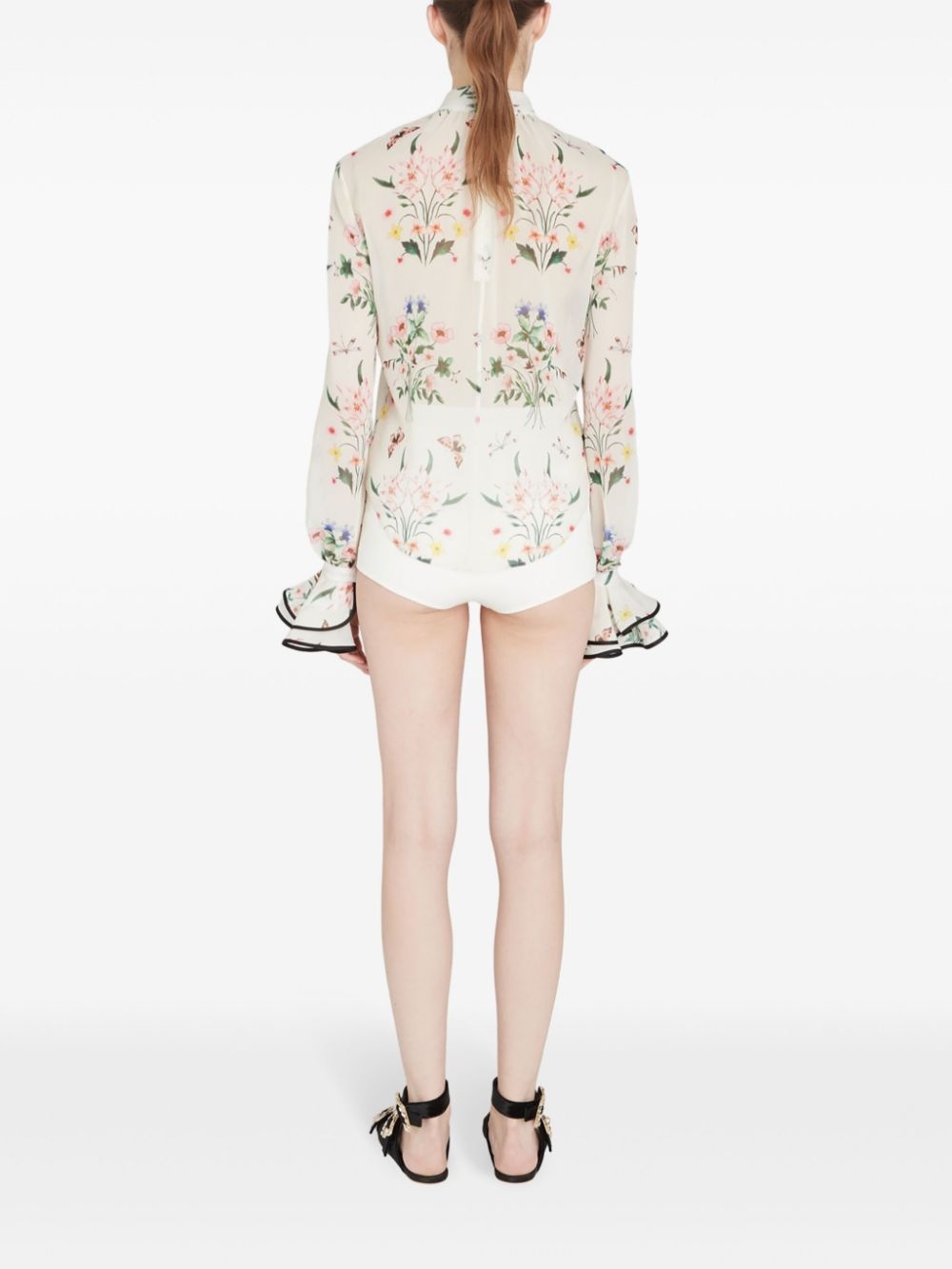floral-print silk blouse - 4