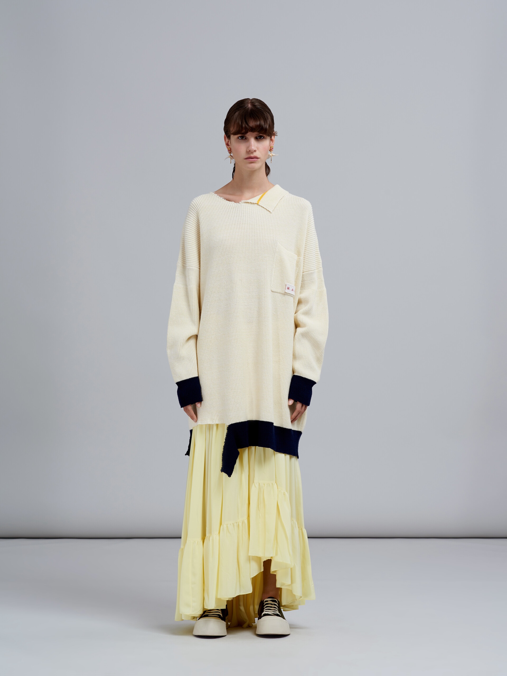 BROKEN RIBBED ORGANIC COTTON AND WOOL KNIT DRESS - 2