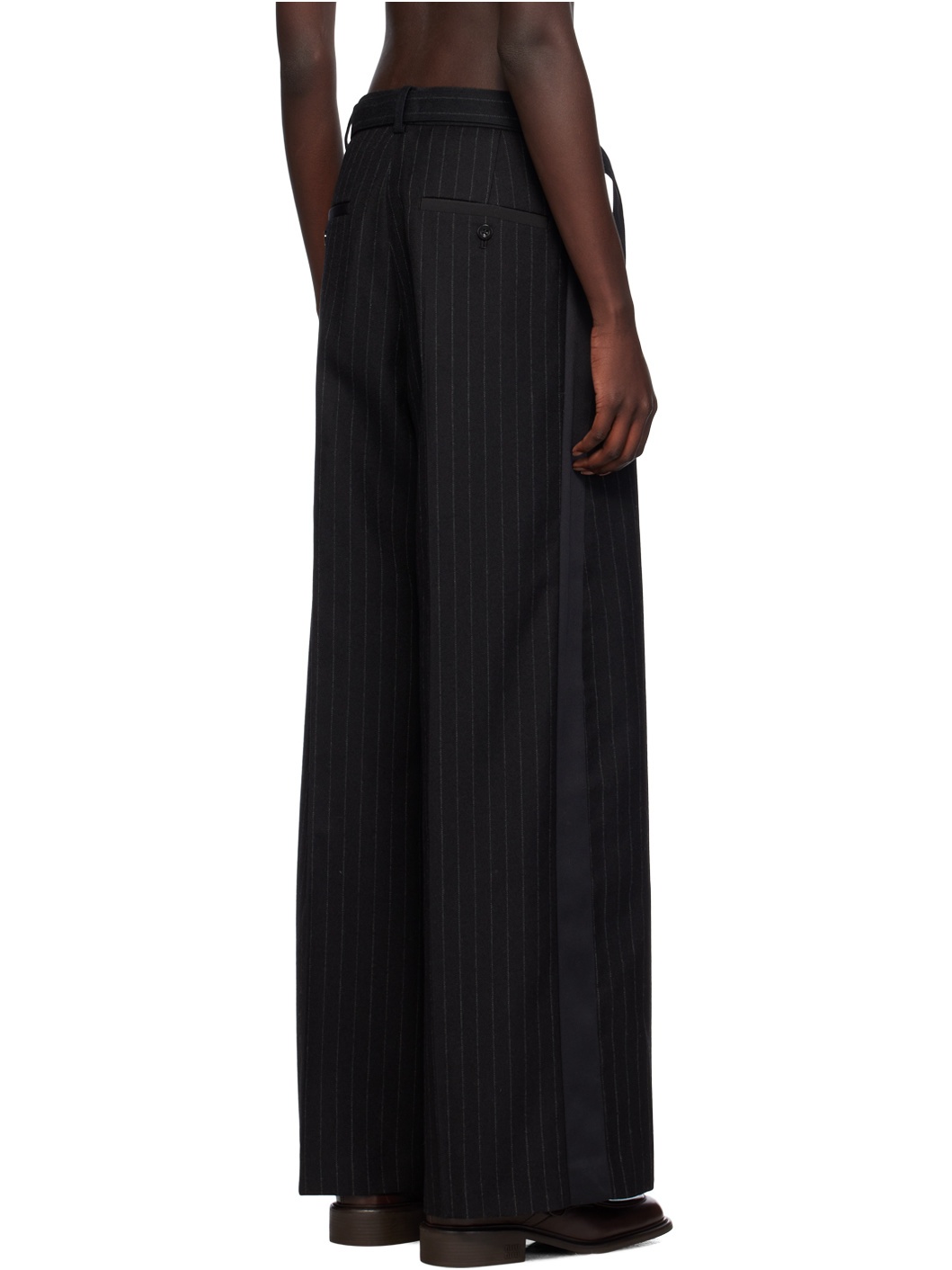 Black Chalk Stripe Trousers - 3