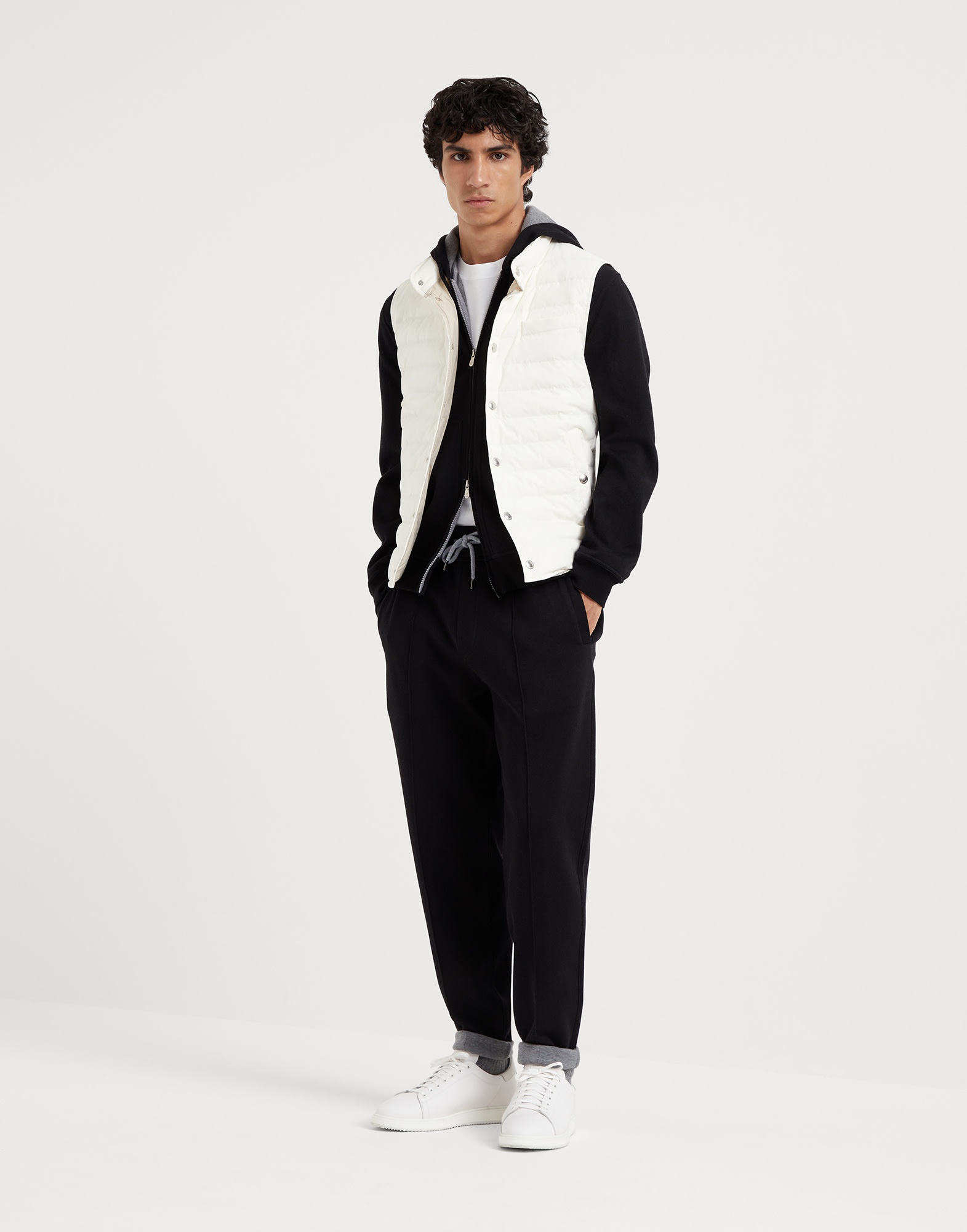 Cotton, cashmere and silk French terry double cloth trousers with Crête detail - 4