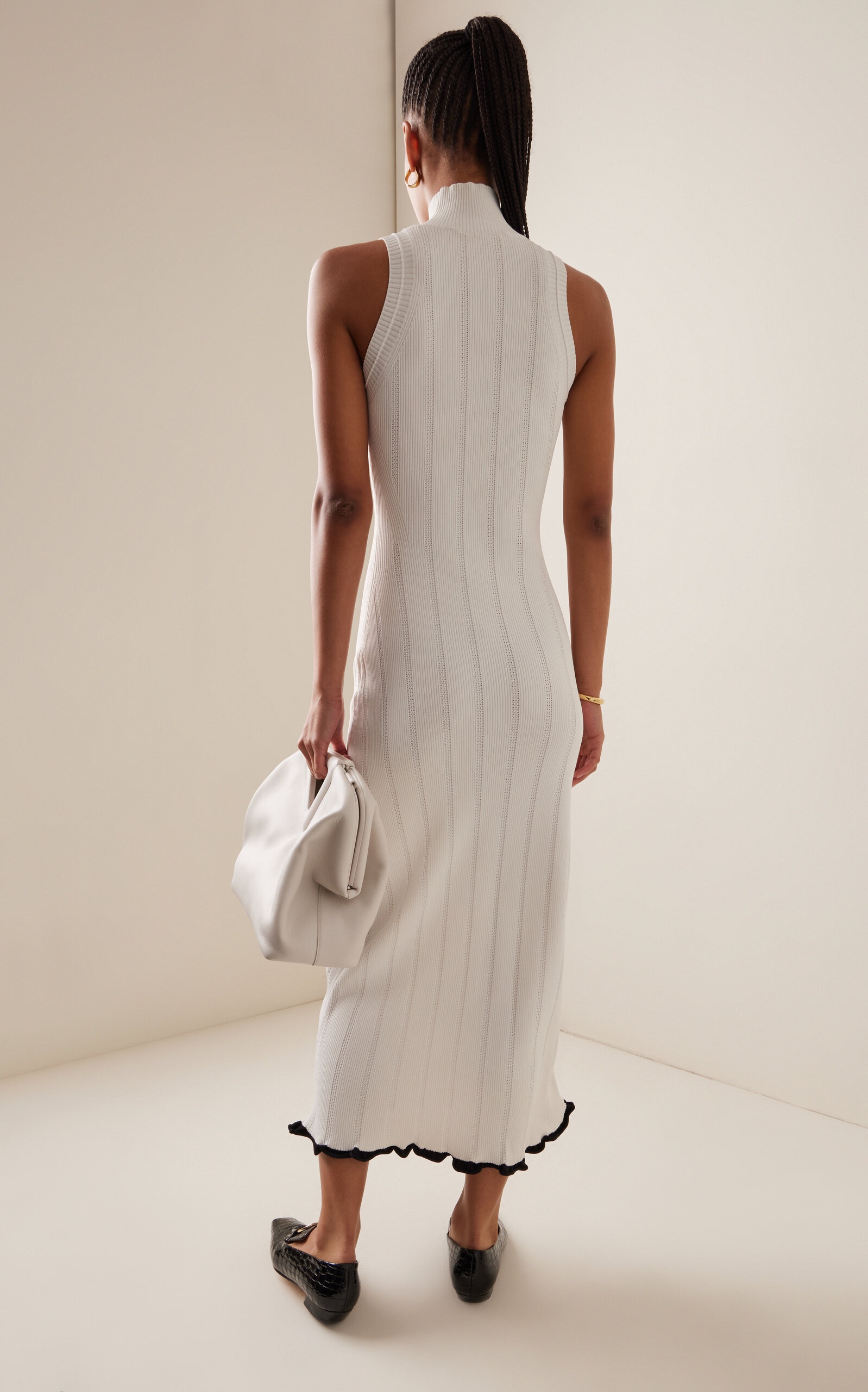 Kim Pointelle-Knit Midi Dress white - 4