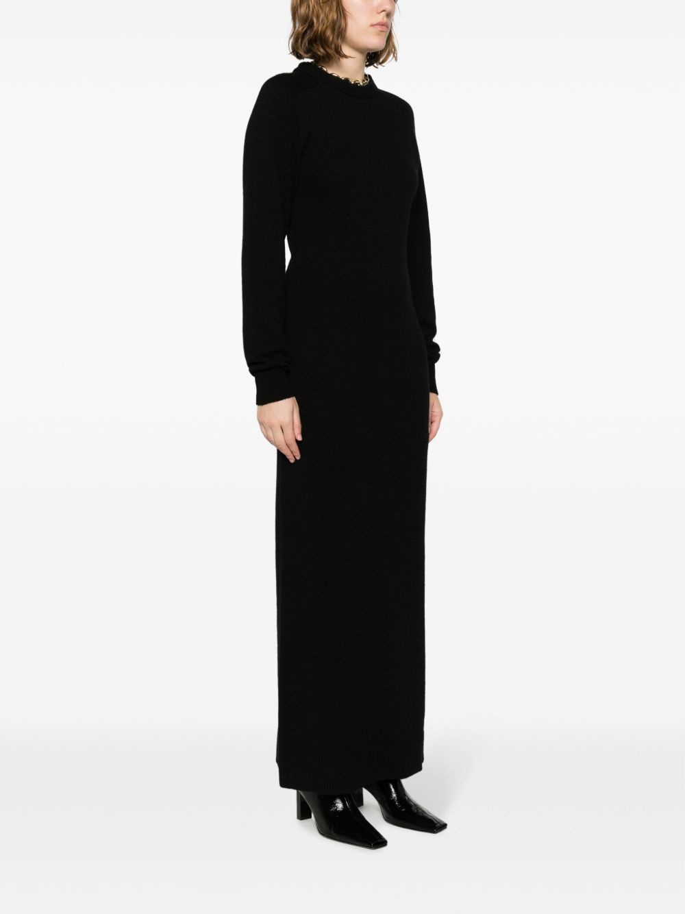 knitted long-sleeve long dress - 3