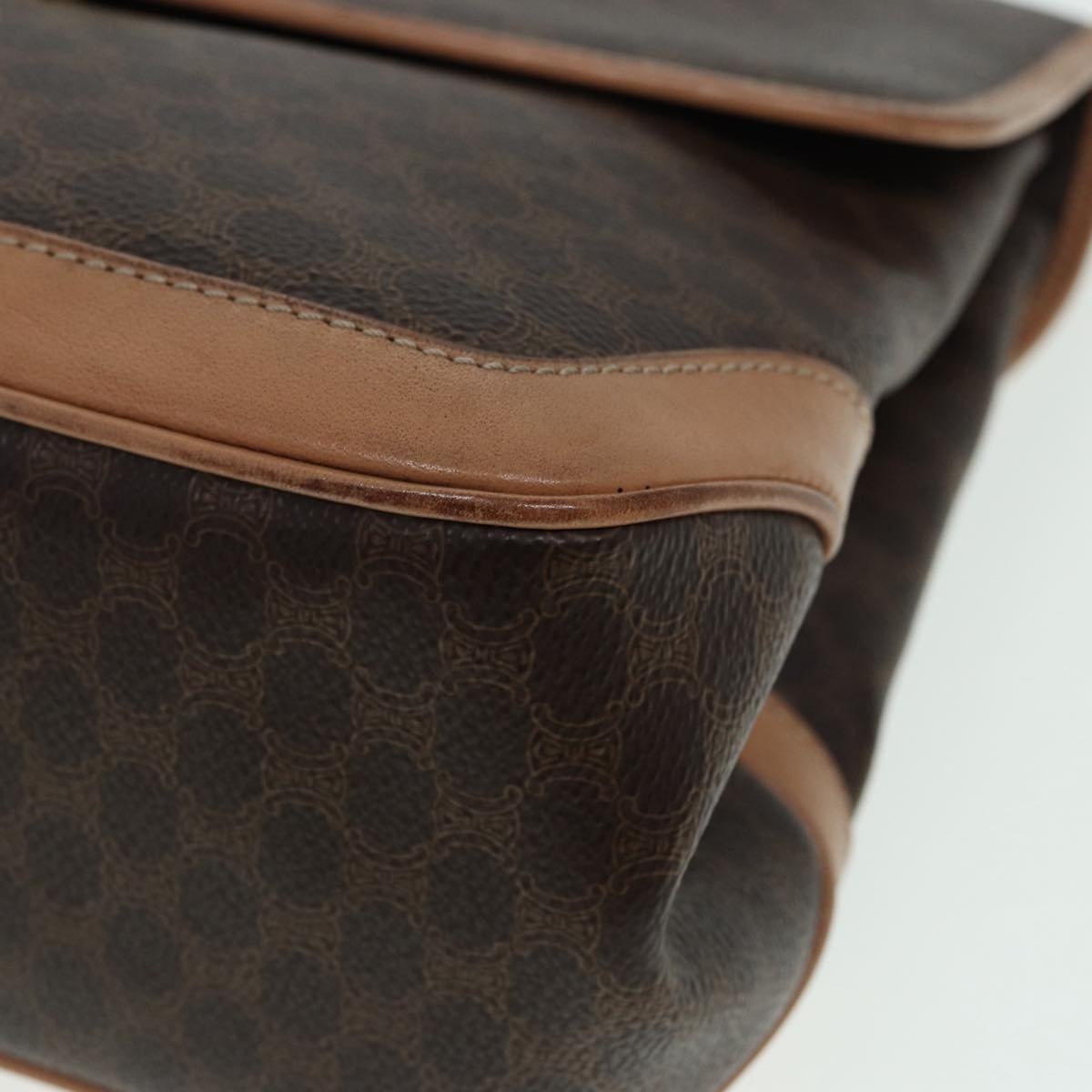 CELINE Macadam Canvas Hand Bag Pvc Leather Brown Gold - 15