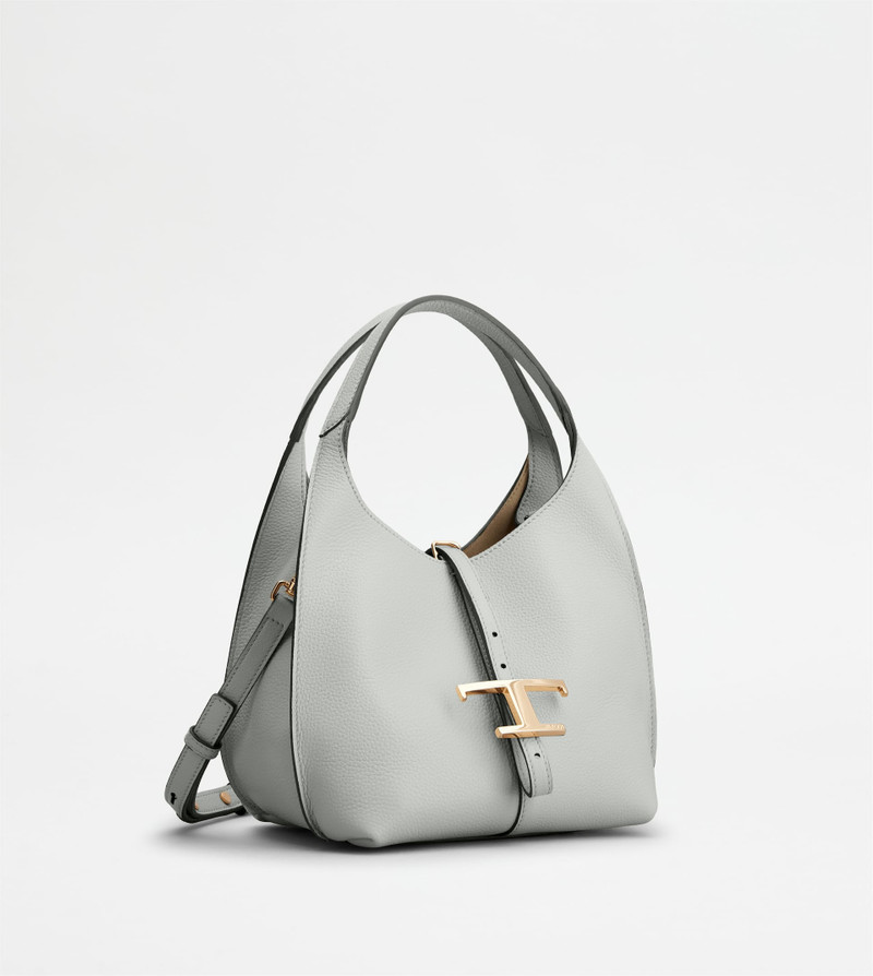 Tod's T TIMELESS SHOULDER BAG IN LEATHER MINI - GREY outlook
