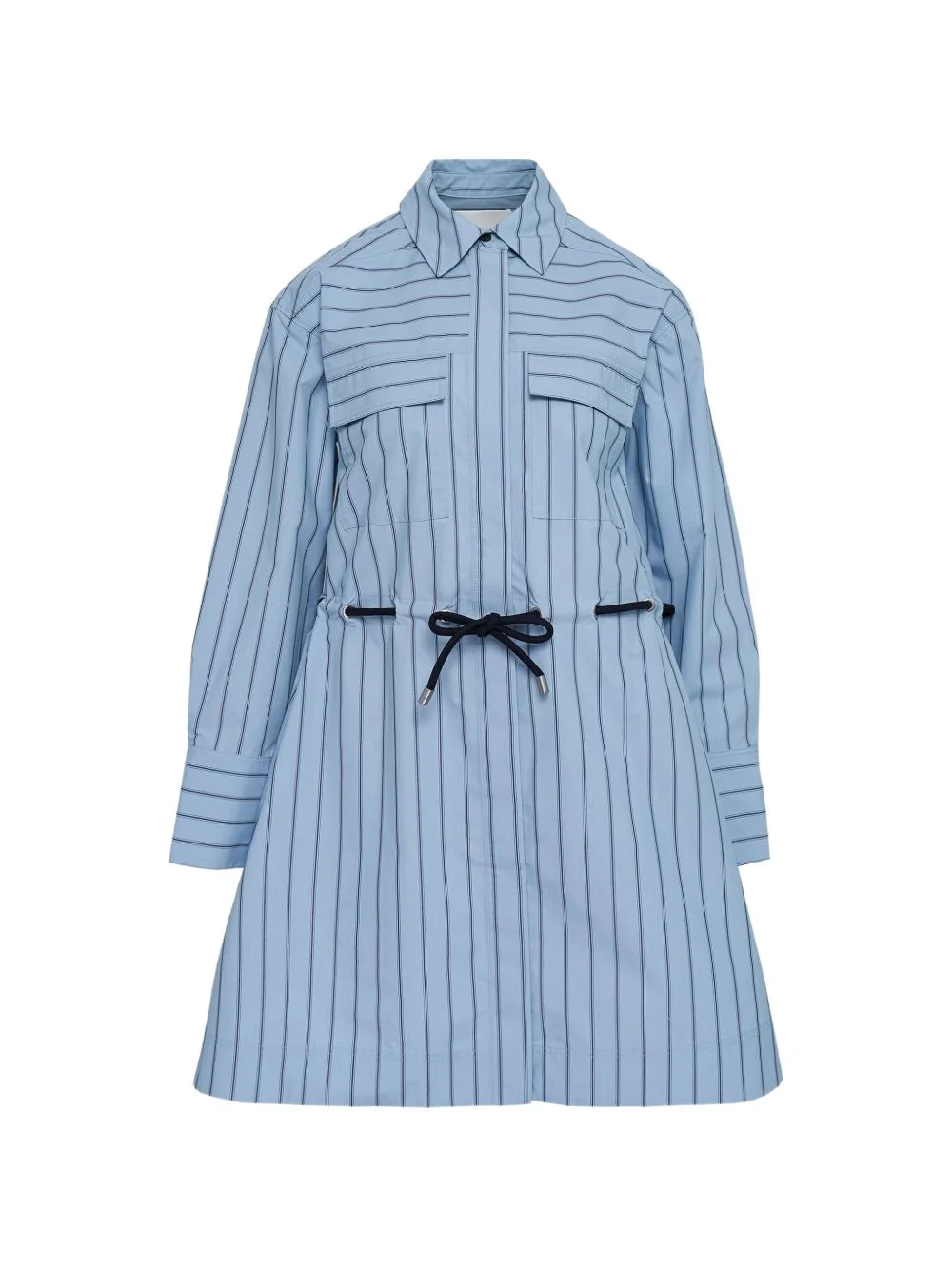 long-sleeves belted mini shirt dress - 1