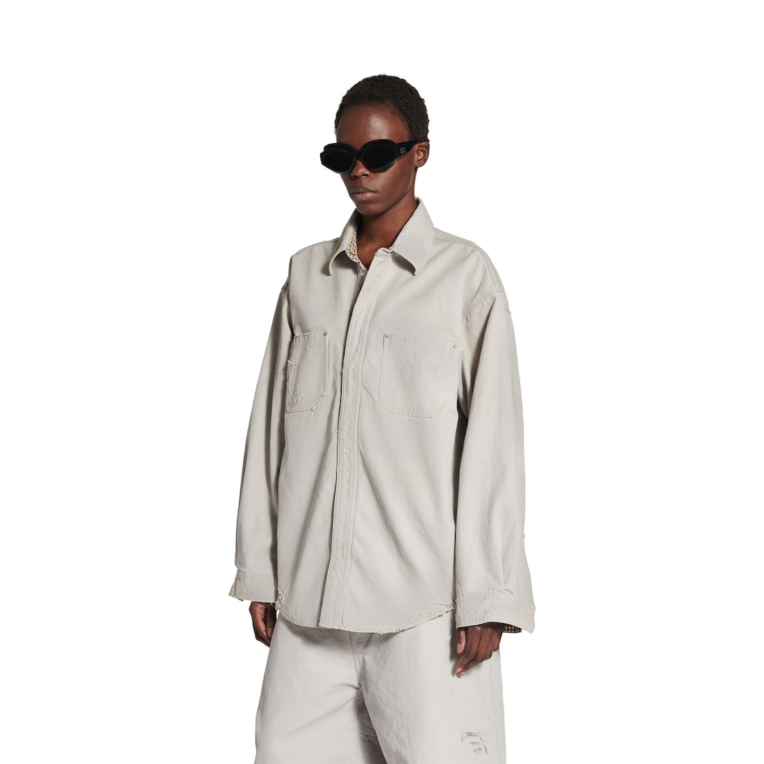 Men's Workwear Overshirt in Light Grey - 5